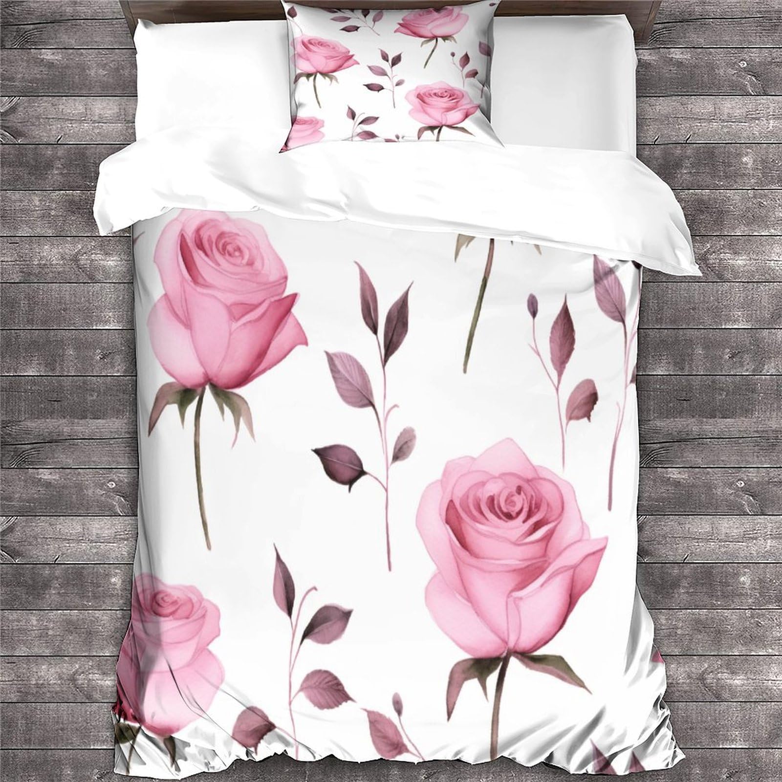 Bettwäsche-Set, 3D-Druck, Bettbezug-Set mit Kissenbezug, Heimtextilien, Aquarell-Bettbezug, Einzelbett (135 x 200 cm)