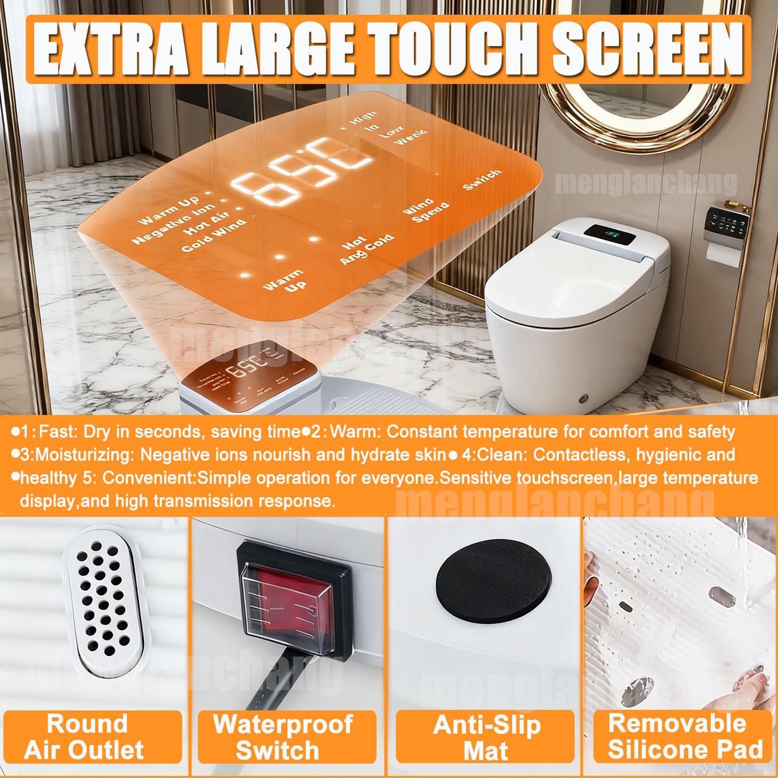 Körpertrockner 2500W Ganzkörper-Trockner für Badezimmer mit Touchscreen