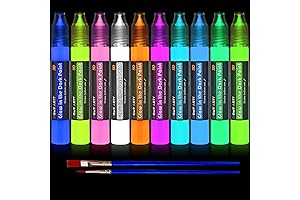Fabric Paint, Premium Glow in the Dark Textile Paint Set for DIY...