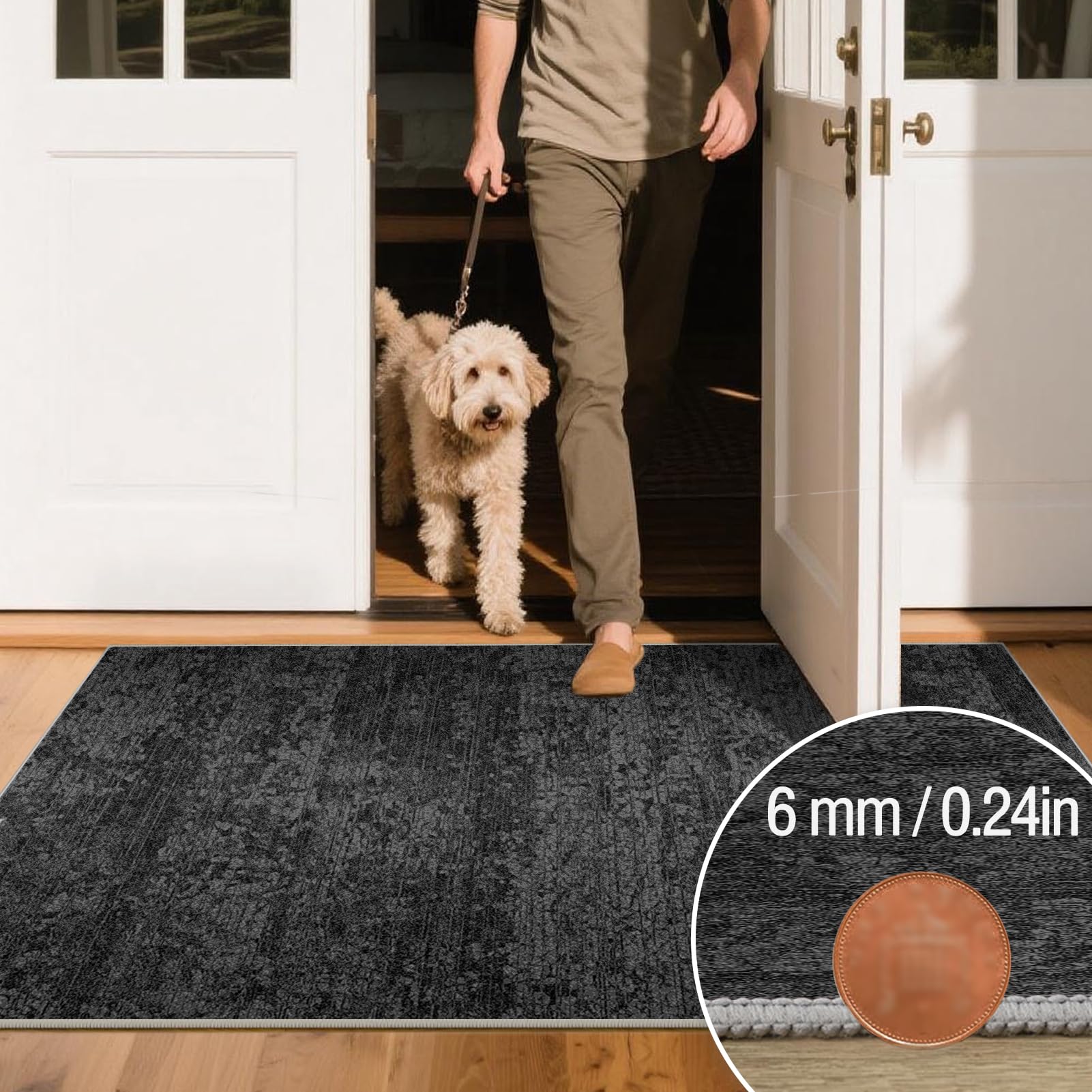 Tapis Couloir Long Antidérapant Lavable Tapis Cuisine Devant Evier 100 x 400 cm Tapis Entrée Intérieur Tapis Cuisine Absorbant Tapis de Passage pour Cuisine Entrée Chambre Salle de Buanderie Noir