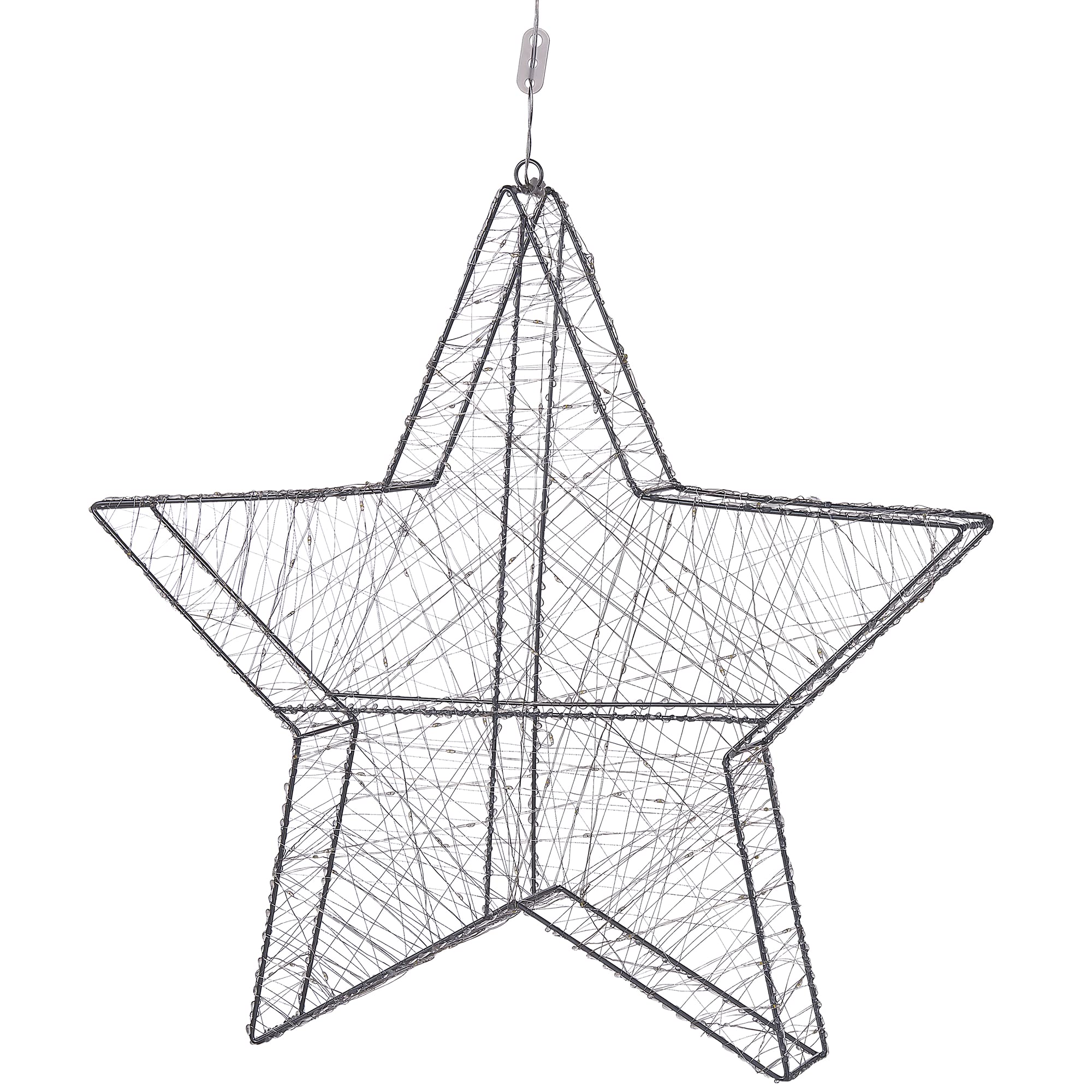 Beliani Étoile de Noël Décorative Suspendue LED 58 cm en Acier Argenté Kurula