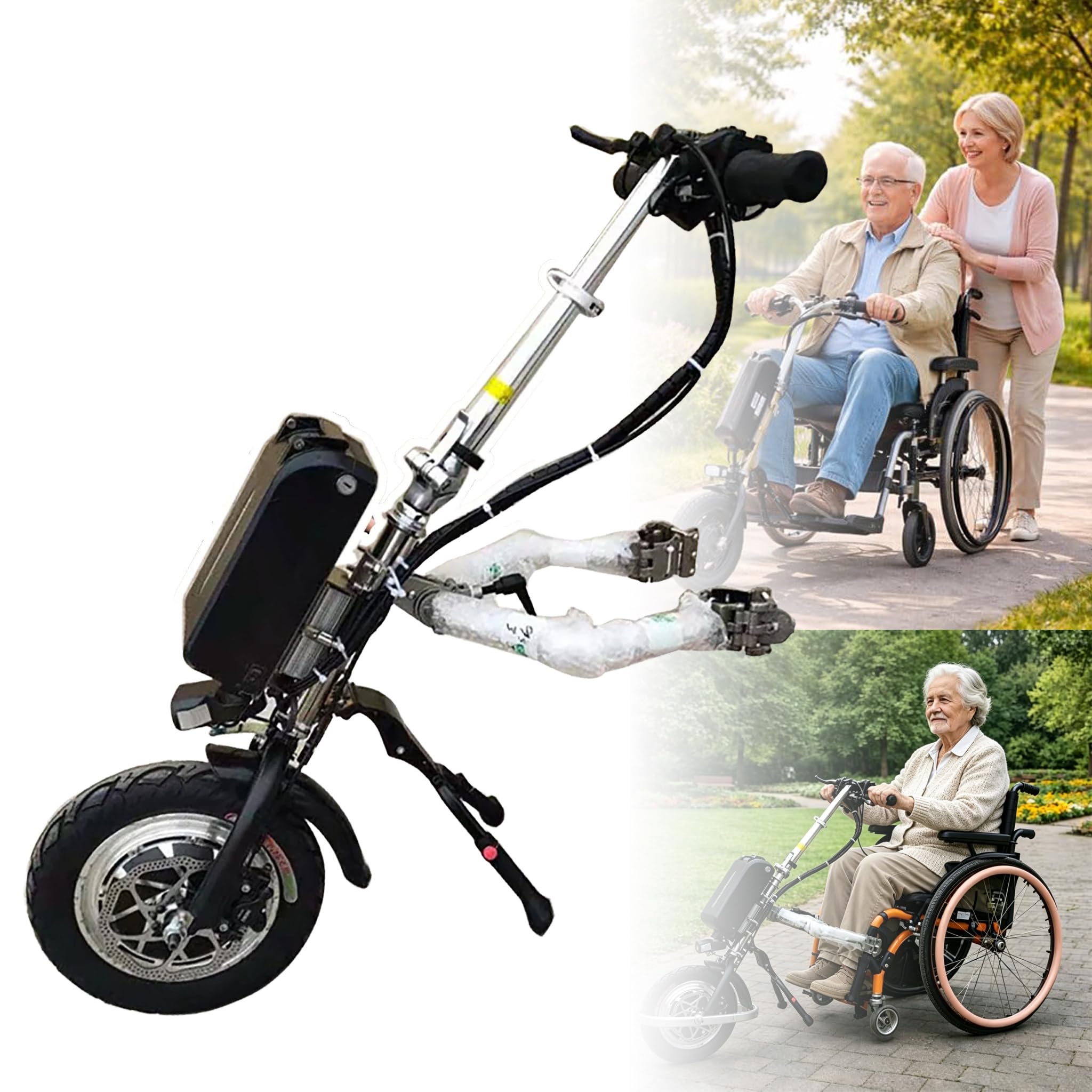Kit Conversion Electrica Silla De Ruedas Dispositivo Motor 500w Bateria 48v 16ah 3 Velocidades Regulables Autonomia 50km Para Sillas Manuales Movilidad Discapacitados(A)