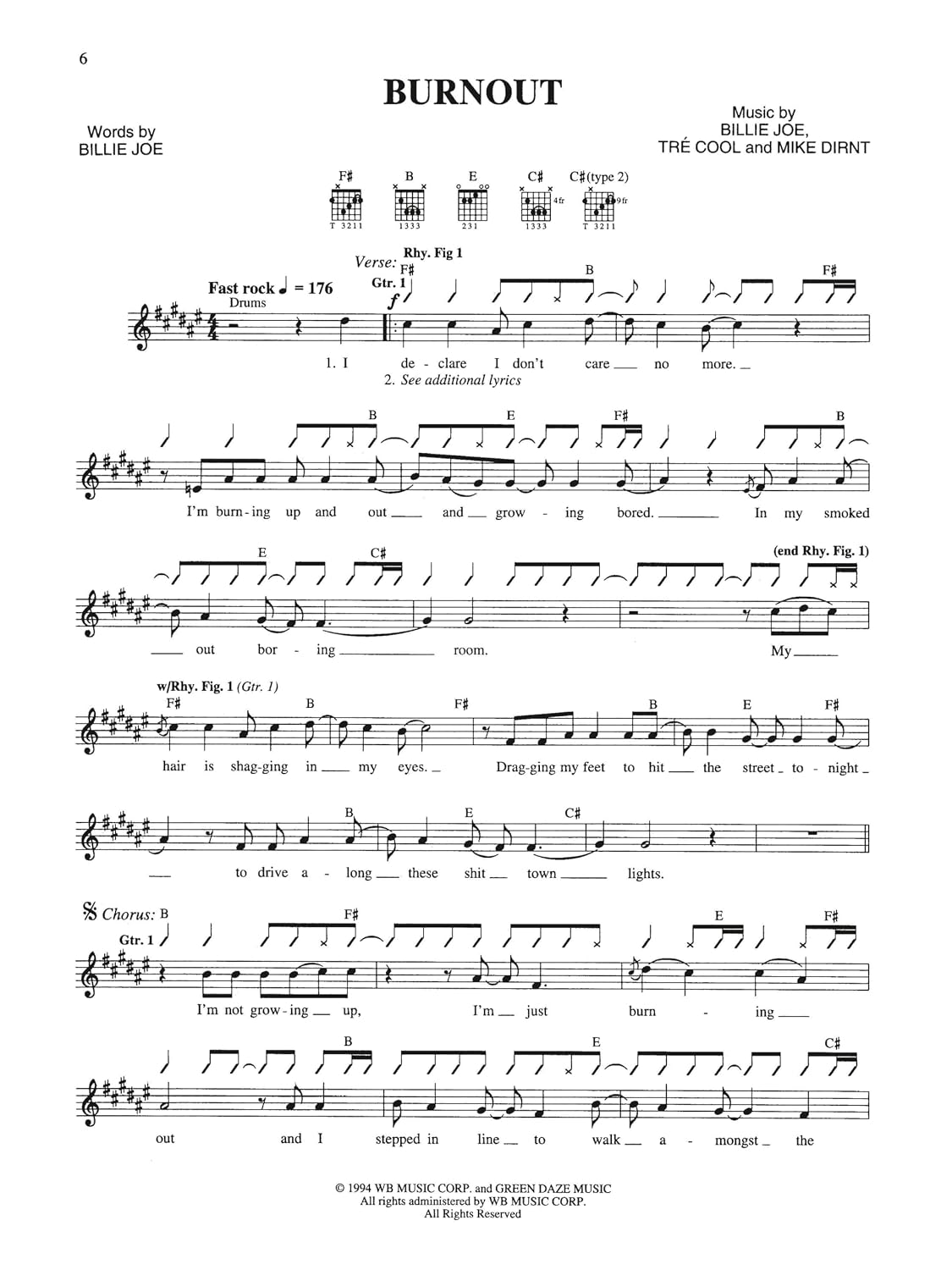 Green Day Dookie | Authentic Guitar Tab Songbook with Notes and Tablature | 15 Classic Punk Rock Songs Including Basket Case, When I Come Around, She, Longview and Welcome to Paradise