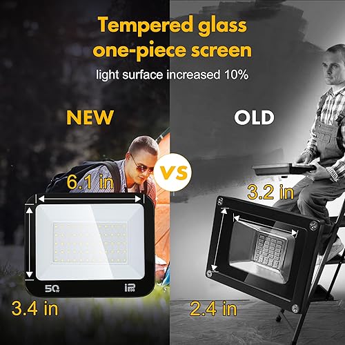 Miniatura 2 de Luz de trabajo LED de 50 W, 5000 lm, luz de inundación impermeable IP66 de 6000 K, cable de alimentación de 15 pies, luces LED portátiles para