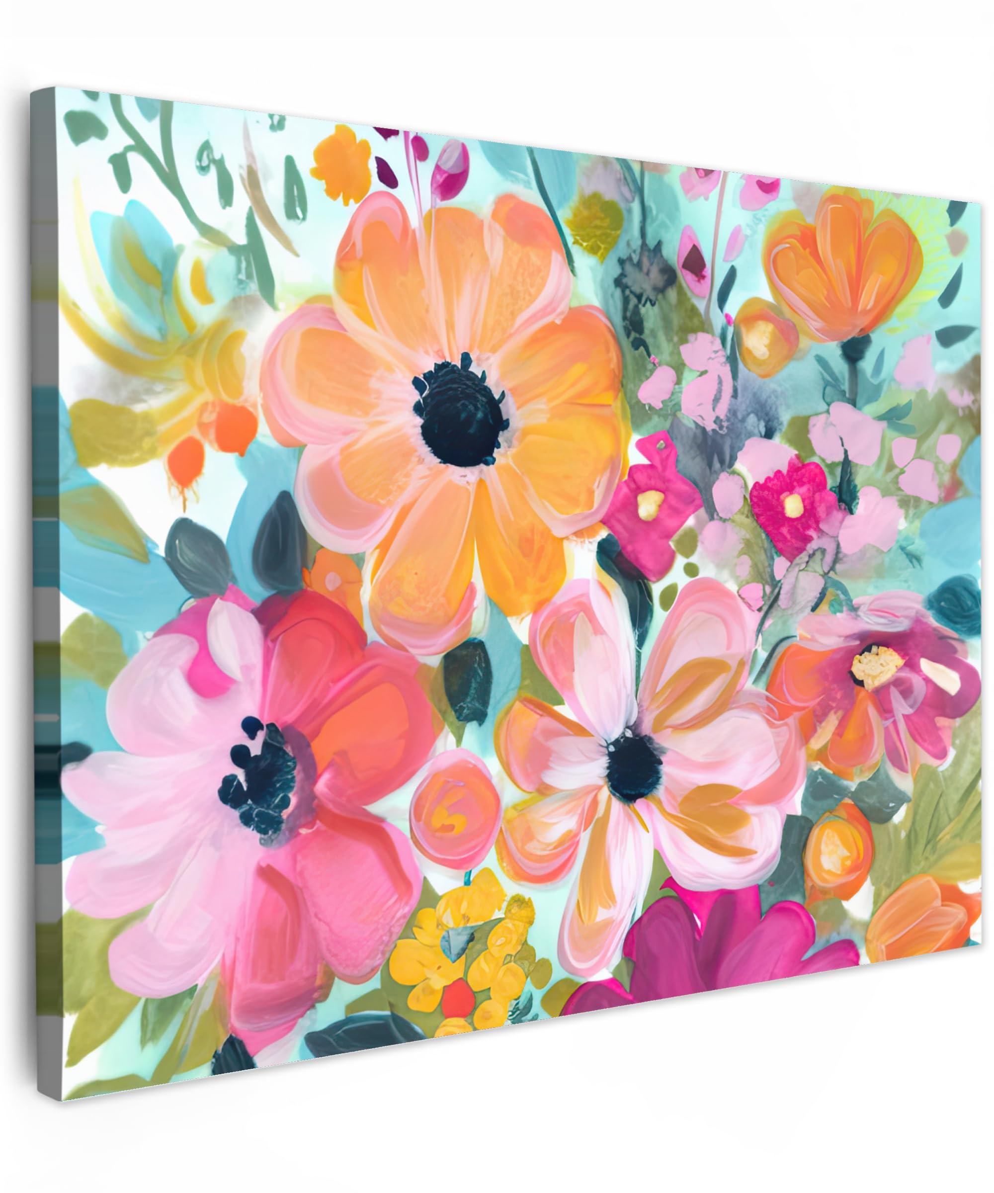 MuchoWow© Canvas Wall Art 16"x12" / 40x30 cm Decor Paintings Print framed on Canvas Pictures for Hallway Flowers - Painting - Nature - Botanical — image 1