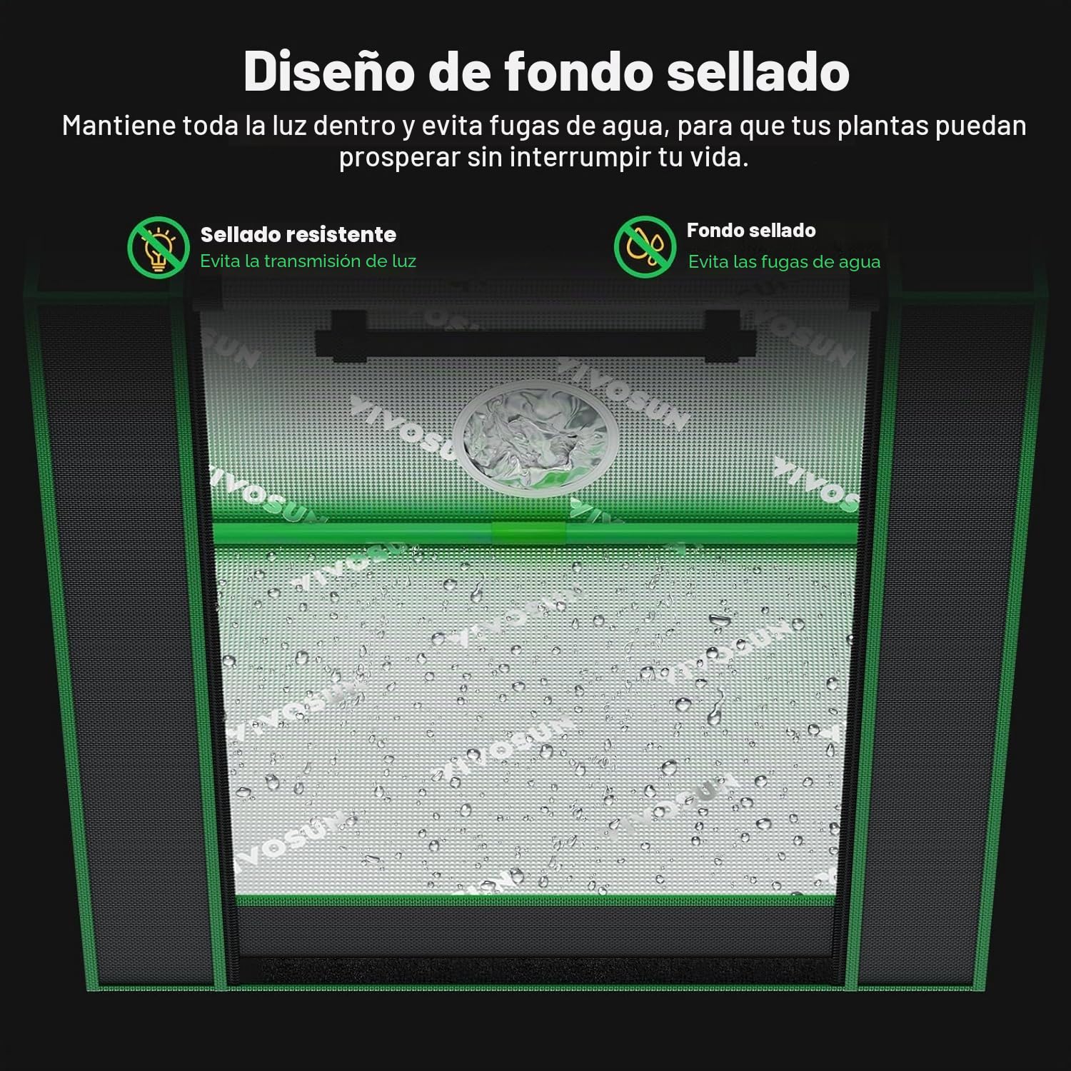 VIVOSUN Tienda de Cultivo Pequeña 50x36x54cm, Cultivo Hidropónico, Tienda de Cultivo Interior de Mylar Altamente Reflectante, Fondo Sellado, Ventana de Ventilación, Puerto de Orificio para Cables