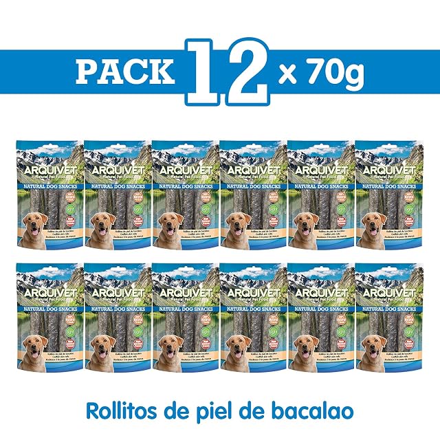 Foto 2 de 7 de Arquivet - Pack 12 Unidades Snack Rollitos de Piel de Bacalao 70 gr - Natural Dog Snacks