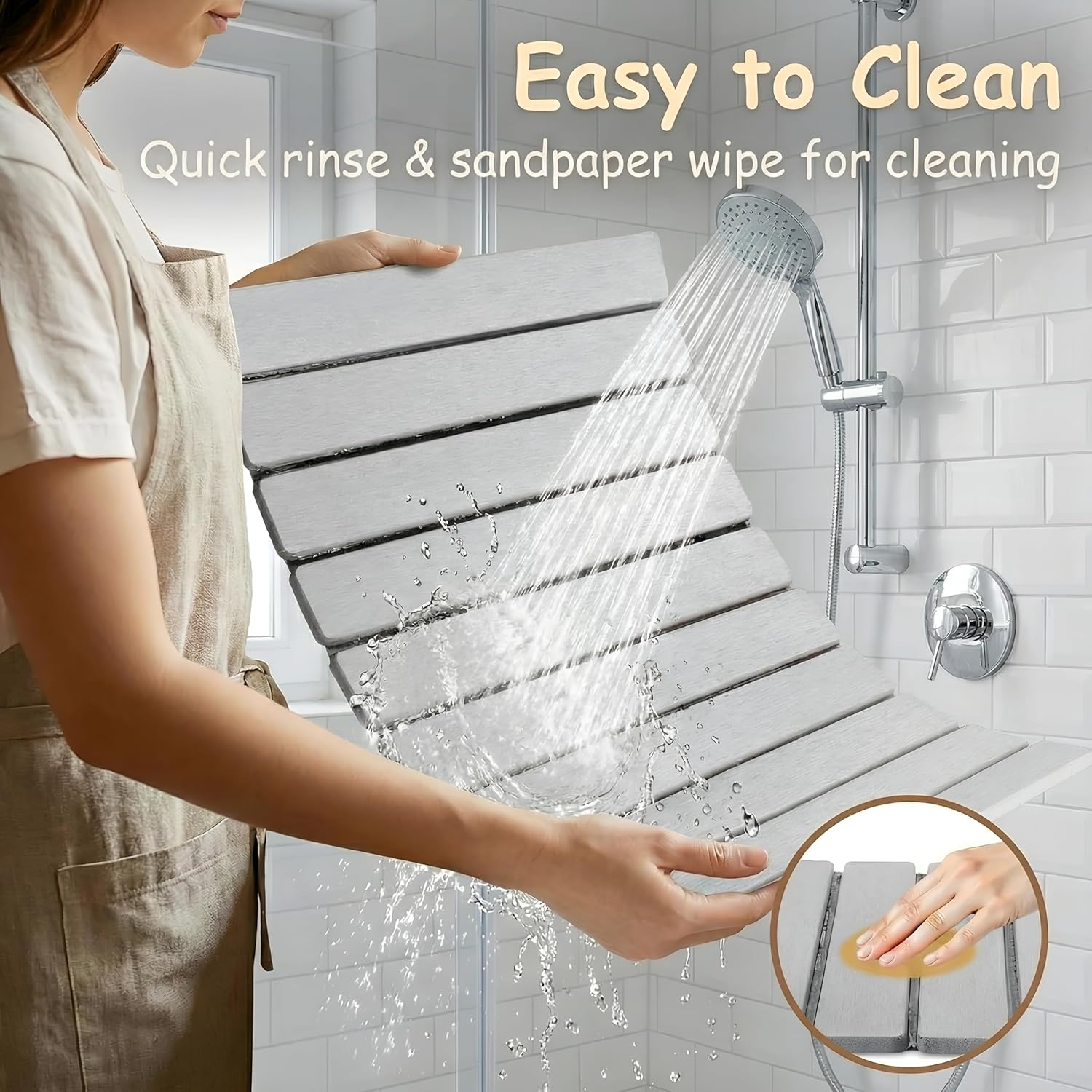 Stone Bath Mat, Stone Dish Drying Mat, Quick Dry Bath Mat – 23.6"x15.5" Foldable Diatomaceous Earth Mat for Bathroom Floor, Kitchen Counter, Non-Slip Stone Mat (Grey)