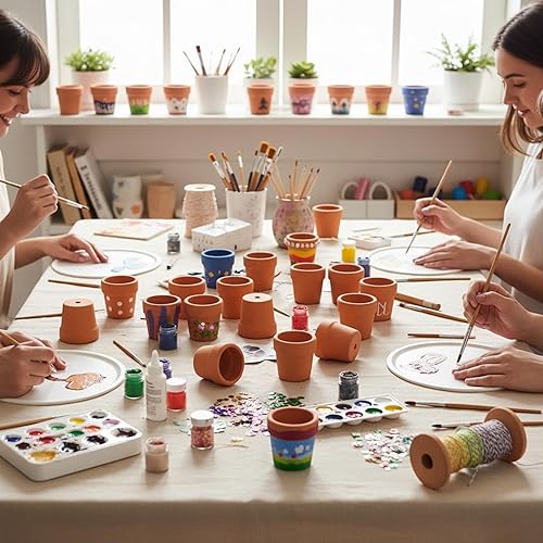 Miniatura 4 de Mini macetas de terracota Macetas pequeñas de arcilla para suculentas, cactus, manualidades de bricolaje, jardín de hadas, casa de muñecas