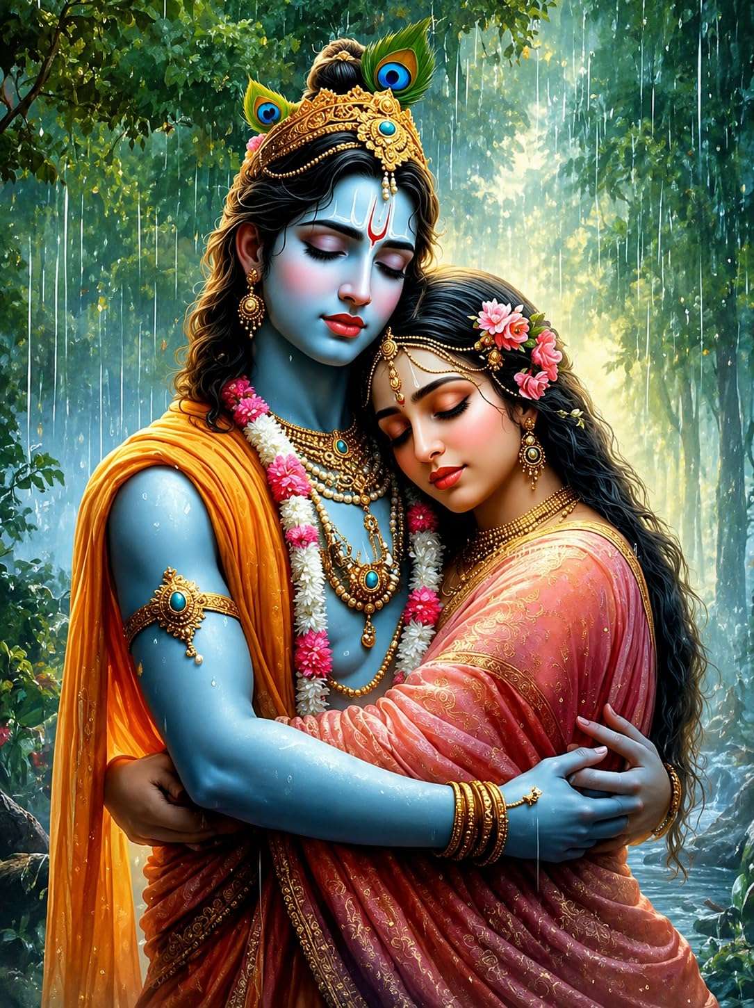 Rionora DIY 5D Diamond Painting Kit Radha Krishna, Full Drill Crystal Painting Canvas, Diamond Art Kit for Adults, Gem Art Craft Set for Home Wall Decor-image-48