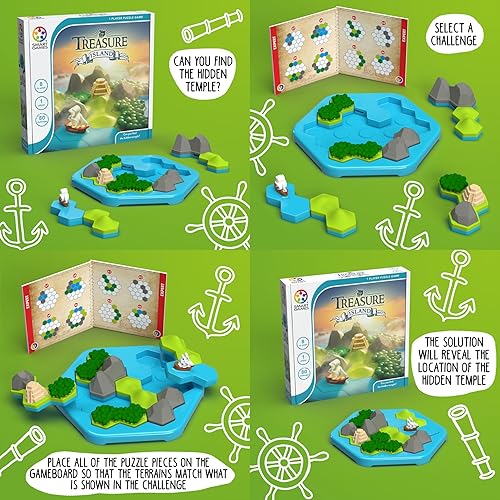 Miniatura 9 de SmartGames Juegos de deducción de Treasure Island con 80 desafíos para adultos de 8 años