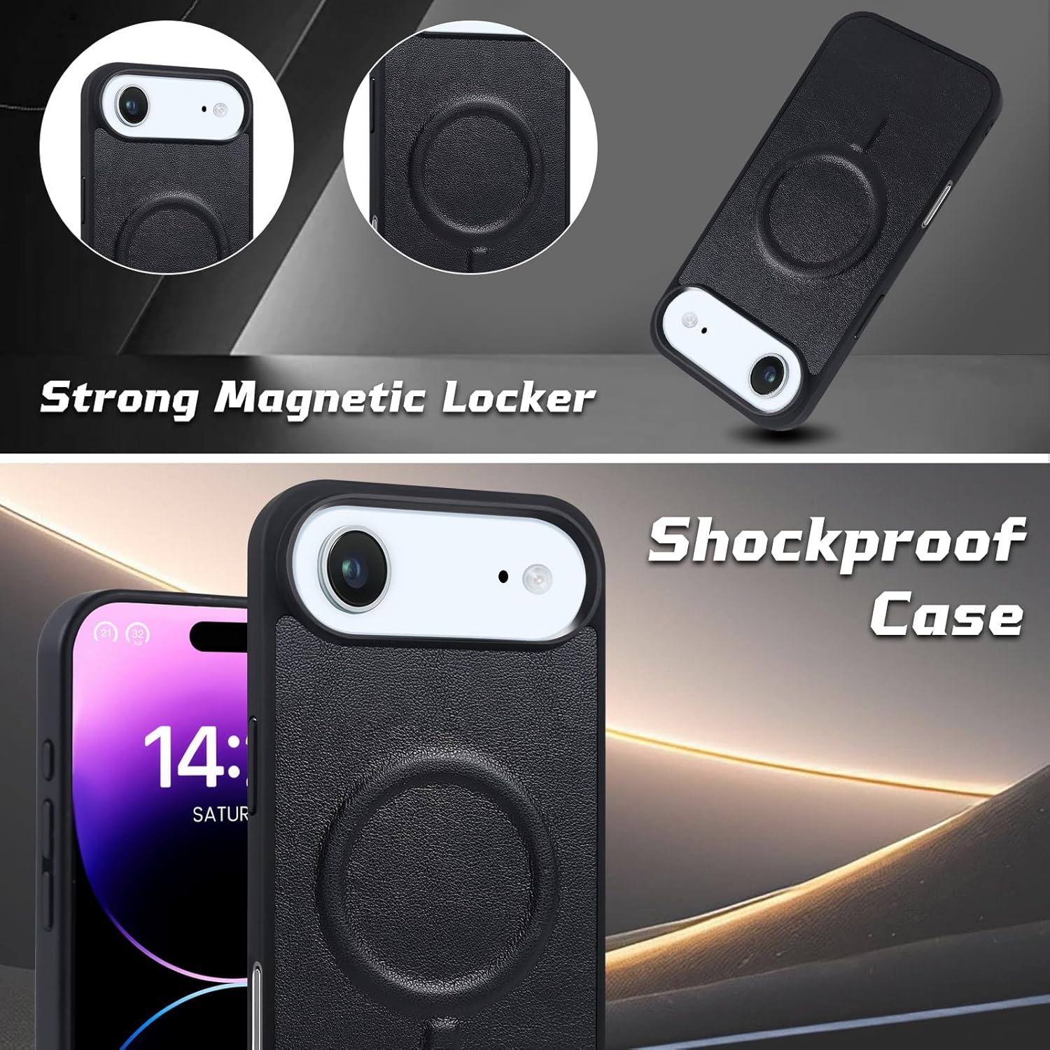 Lacass for iPhone 17 Air Detachable Crossbody Wallet Case, Compatible with MagSafe Magnetic 2 in 1 RFID Blocking PU Leather Wallet Cover Card Holder Zipper Make Up Mirror (Black) - Image 6