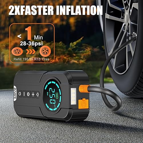 Miniatura 3 de Arrancador de salto de 4000 A con compresor de aire, batería de 150 PSI arrancador portátil para todo gas y 10.0L, 12 V arrancador de coche con