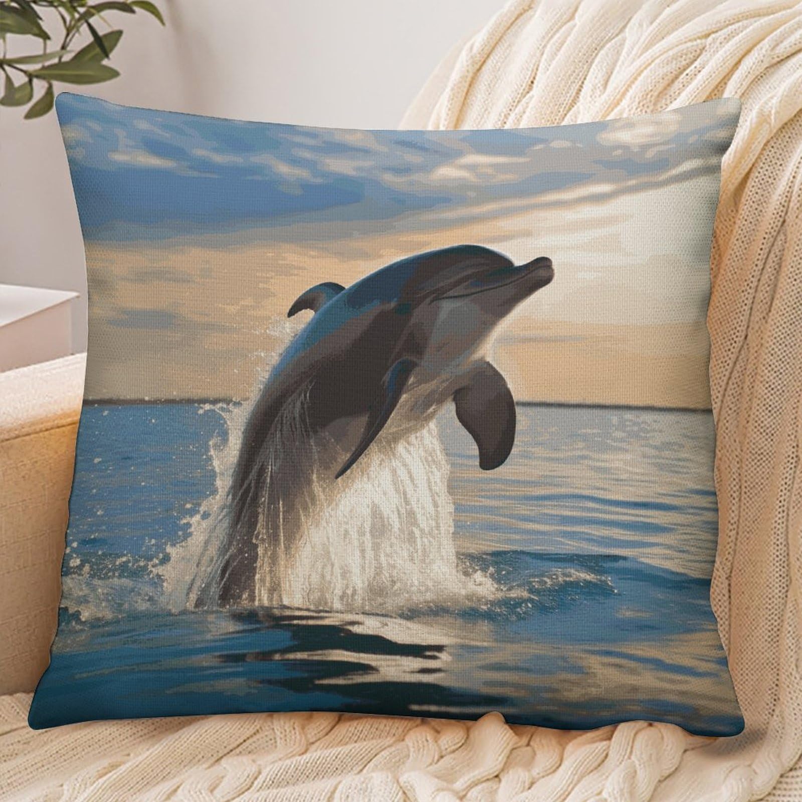Fekiloot Style Funny Animal Dolphin Pillowcase Pillow Sham Pillow Case