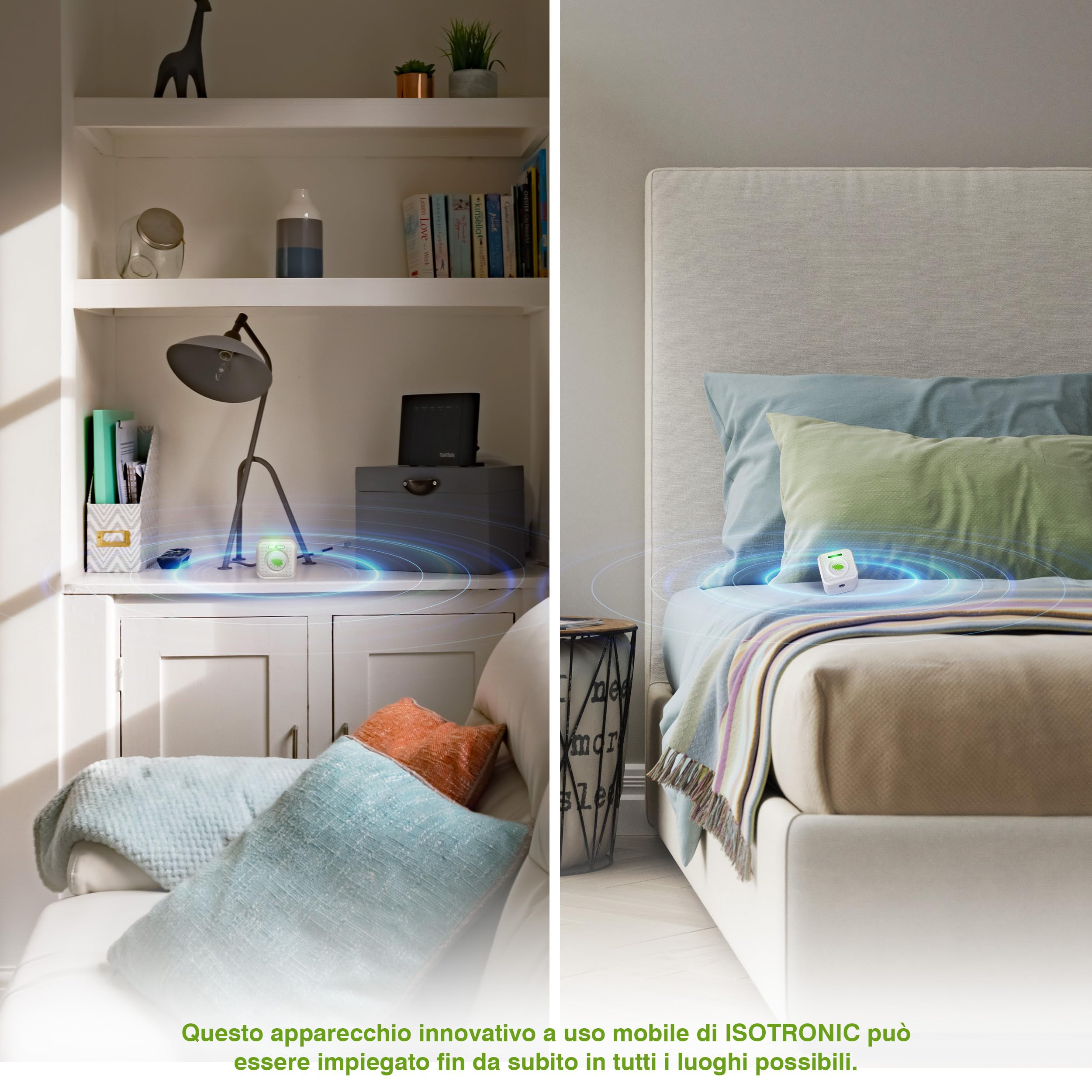 ISOTRONIC repellente acari ultrasuoni cimici letti protezione batteria raggio 30m² 2 unità elimina senza sostanze chimiche efficace interno casa camera materasso difesa anallergico stop parassiti