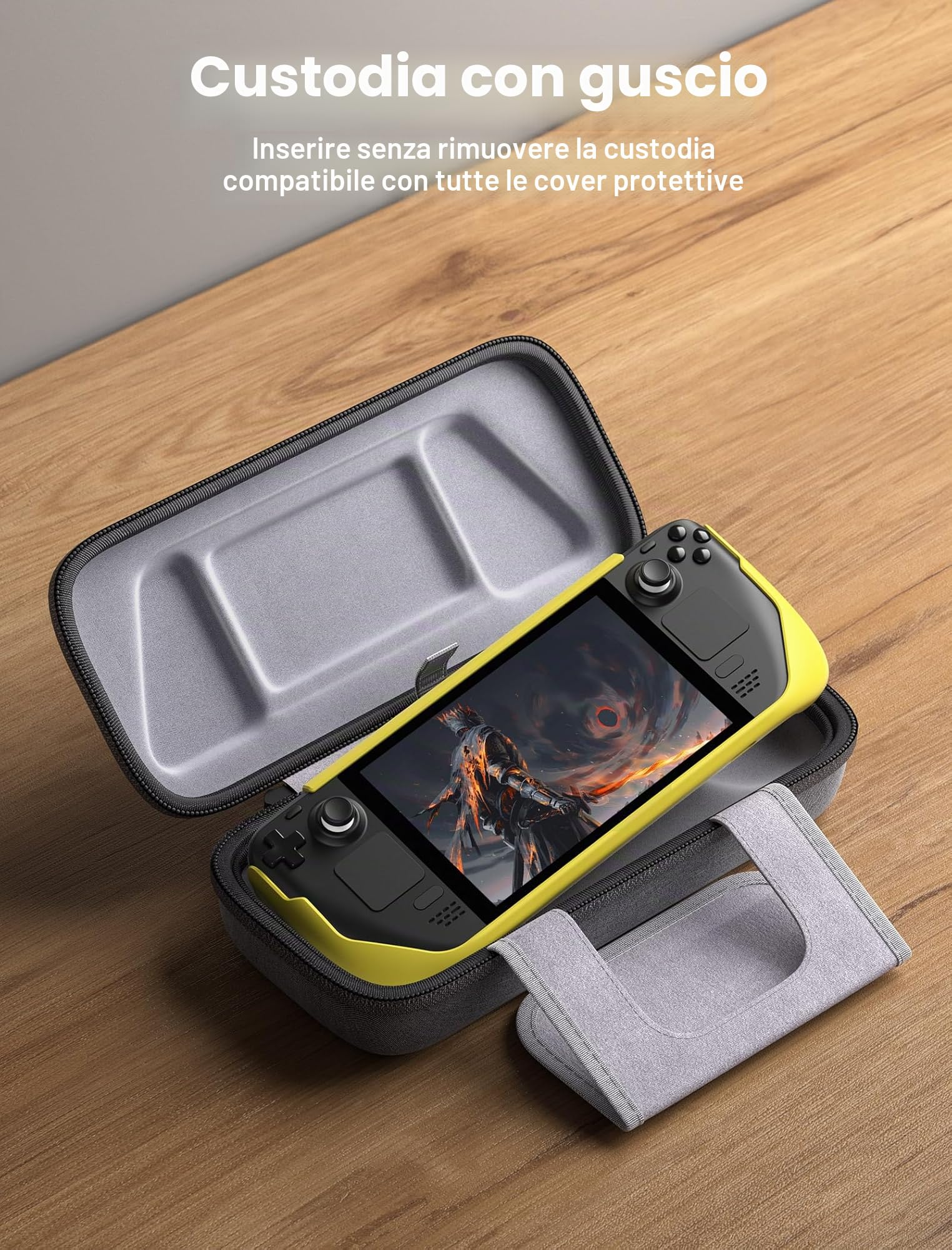 JSAUX Custodia per Steam Deck/ROG Ally/ROG Ally X, Custodia Protettiva a Guscio Rigido con Scomparti per Caricatore e Docking Station, Custodia da Viaggio Portatile per Console e Accessori-BG0106X