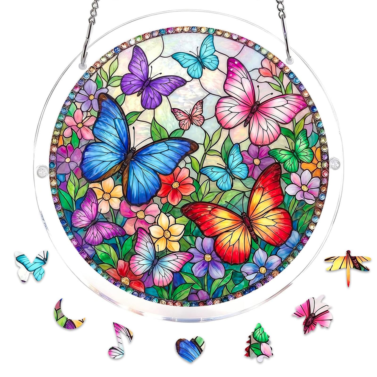 Acrylic Jigsaw Puzzle Suncatcher, Butterfly Sun Catchers for Windows
