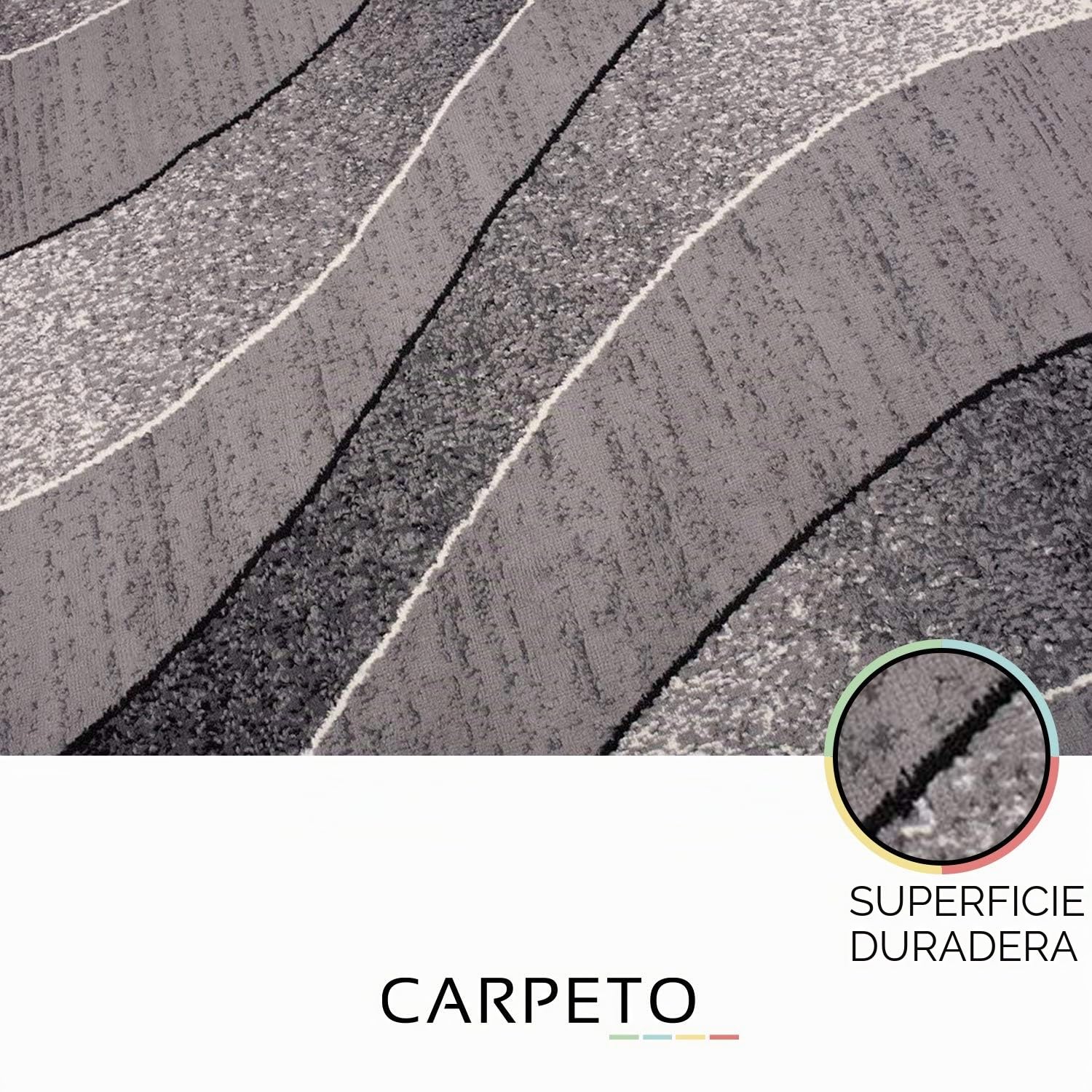 Carpeto Alfombra Salón 80x150cm Antracita Gris Geométrico Retro Años 90