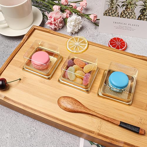 Miniatura 7 de Caja de pastel de luna transparente, paquete de 50 cajas individuales para cupcakes, contenedor de plástico transparente para pastel de luna, caja