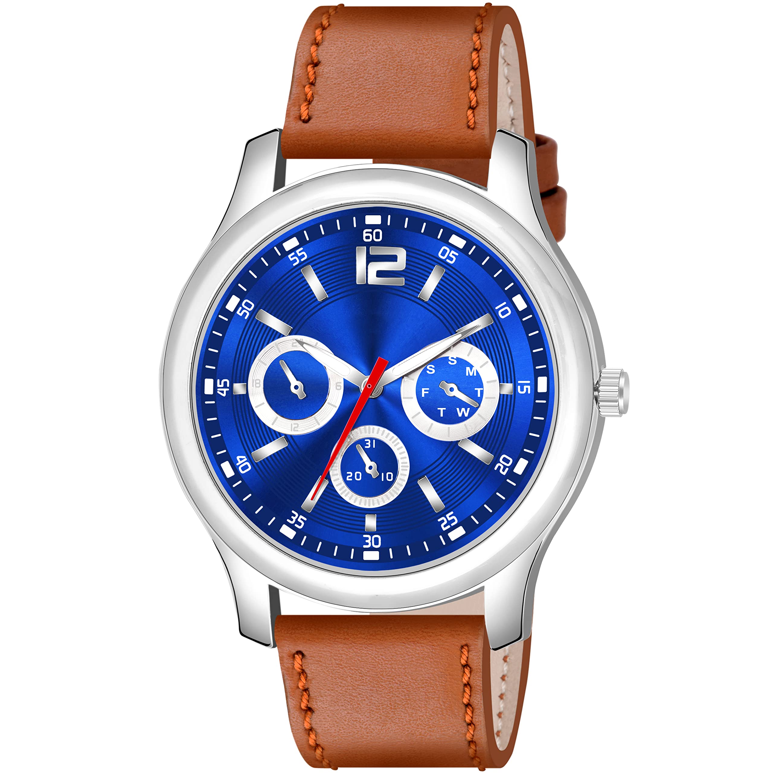 KIROH Analogue Boys and Mens Watch(Blue 3 Round Dial,Brown Leather Strap) (Brown-BLU) (B0C6PVR746) Amazon Price History, Amazon Price Tracker