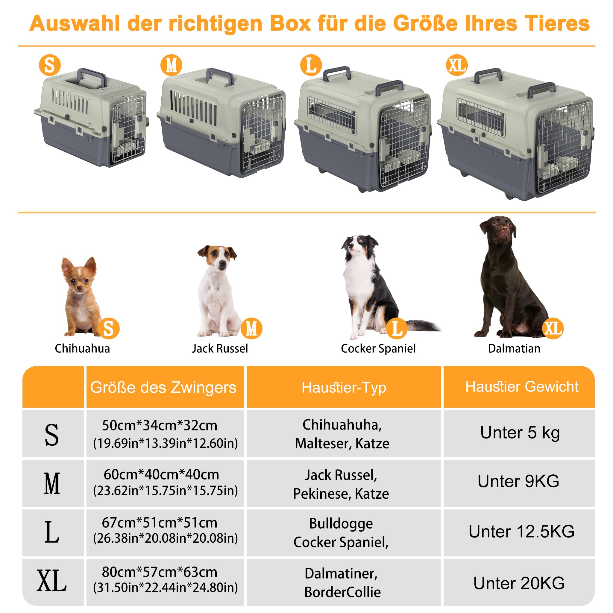 Trasportino per cani e gatti, 67 x 51 x 58,5 cm, trasportino per animali domestici, con porta in metallo e ruote, adatto per aereo, auto, viaggio, fino a 12,5 kg