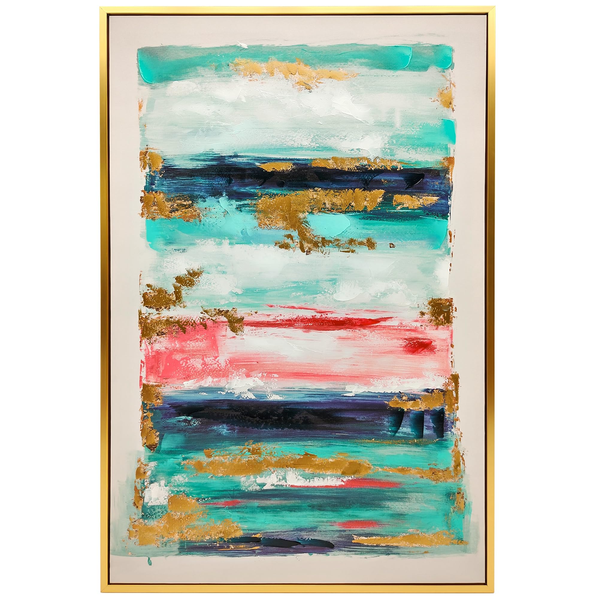 HOMCOM Cuadro en Lienzo Abstracto a Mano, 120x80 cm, Cuadro para Decoración de Salón Moderno con Marco de Madera Maciza, Decoración de Pared para Dormitorio, Salón, Cocina, Multicolor