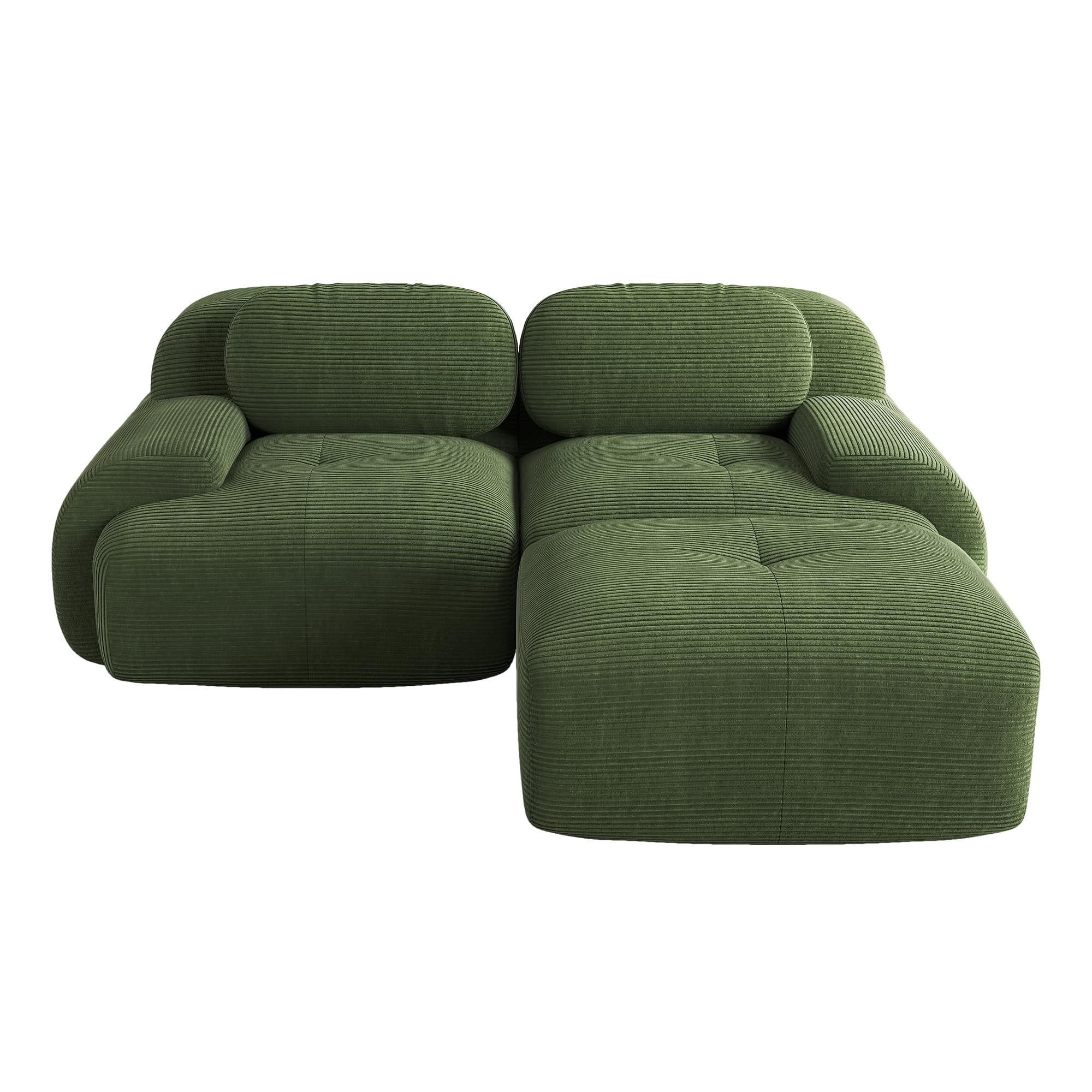 Modulares Ecksofa Rahmenlos Cord 2-Sitzer Boneless Sofa Green