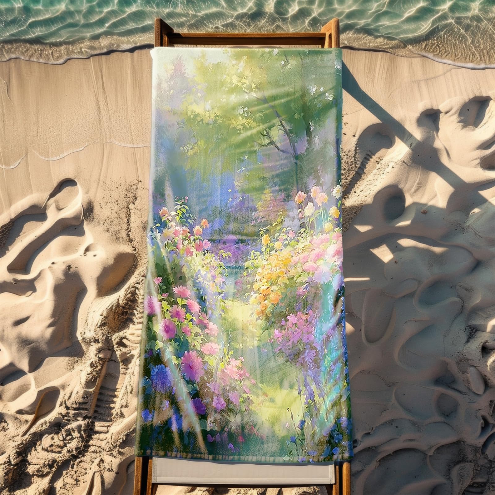 Generico Telo Mare Microfibra 200X100 Fiori Gialli Viola Asciugatura Rapida Telo da Spiaggia Sabbia Per Donna Uomo Viaggi Vacanze Nuoto Campeggio