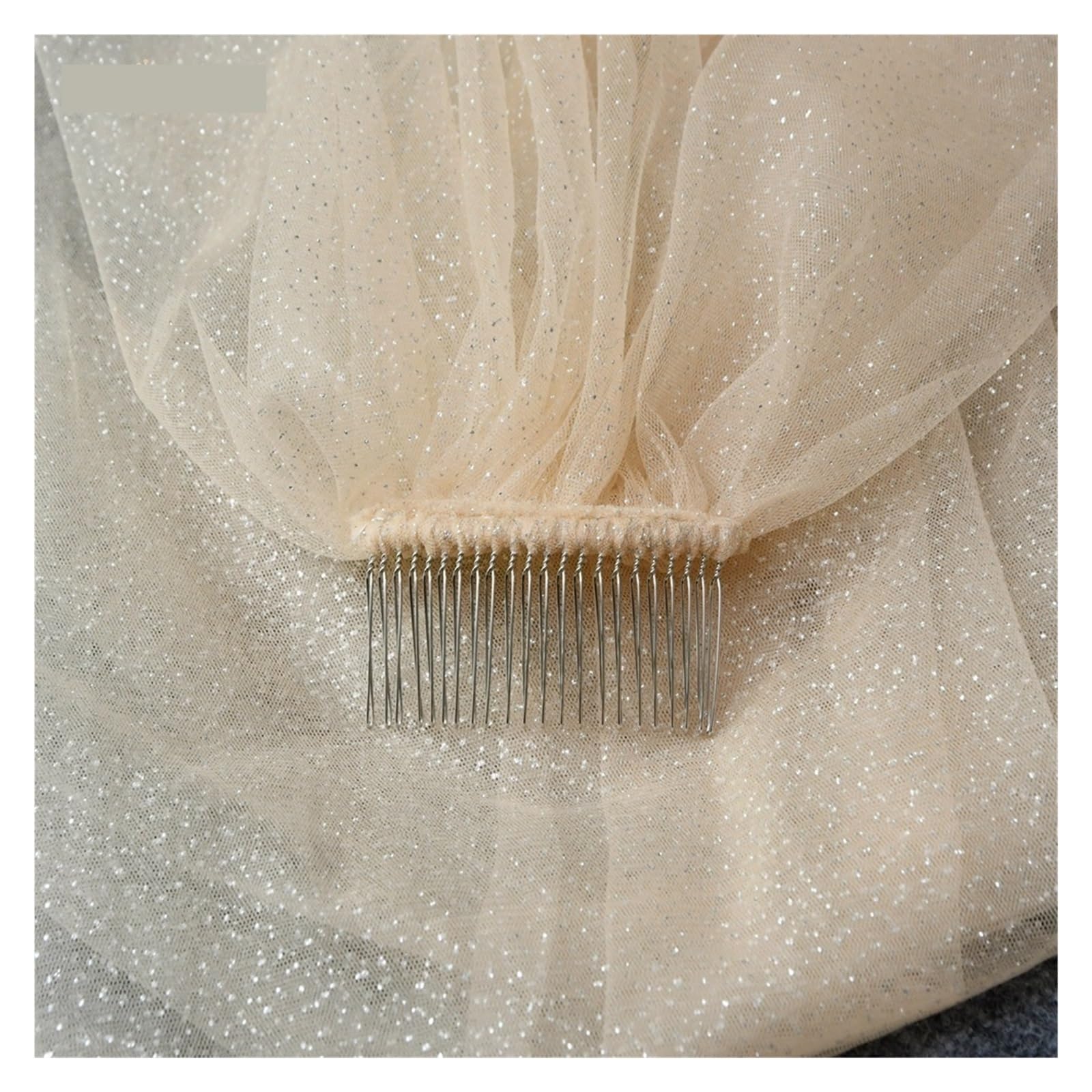 Sfoikvg Champagne Bridal Veil Sparking Bridal Veils Long Golden Bride Wedding Veil Colored Yarn With Sequins For Dress Up(,200Cm)