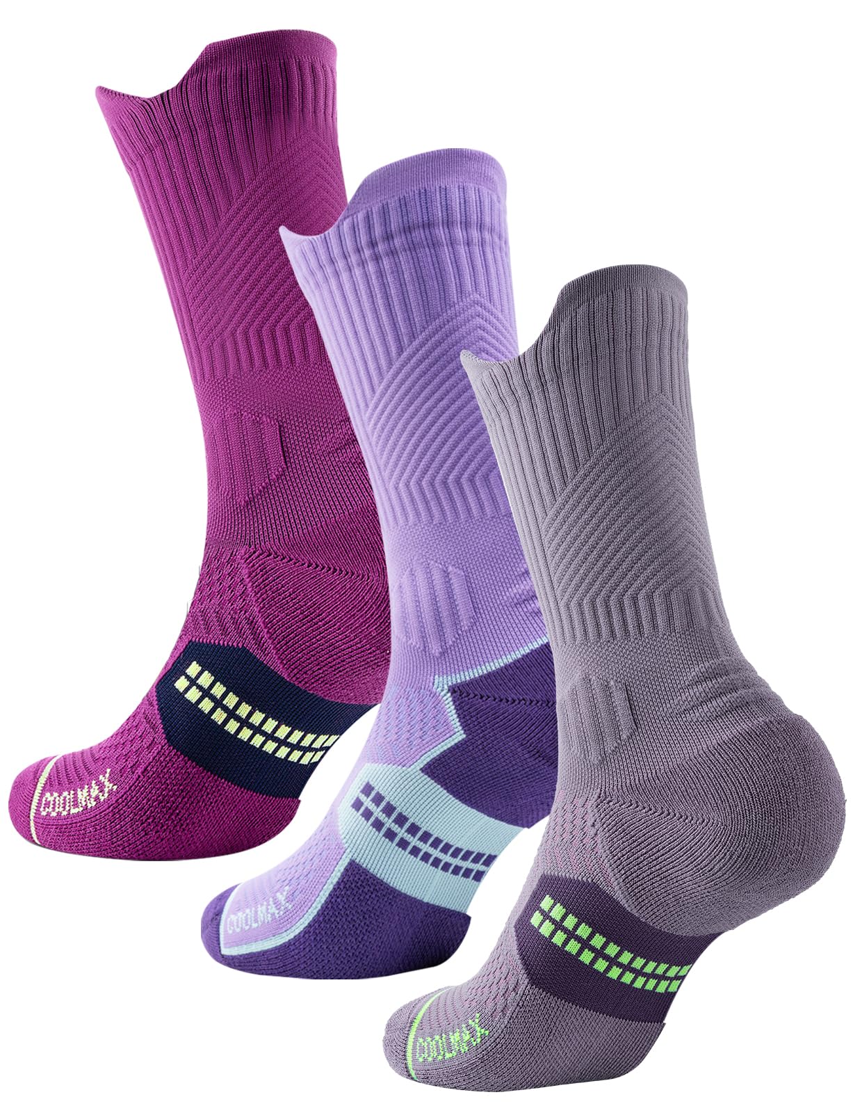 Juclise Bambus Kompression Laufsocken Damen Wandersocken | Atmungsaktives Anti-Blasen Sportsocken COOLMAX leitet Feuchtigkeit ab, verhindert Blasen, trockenes Fußklima