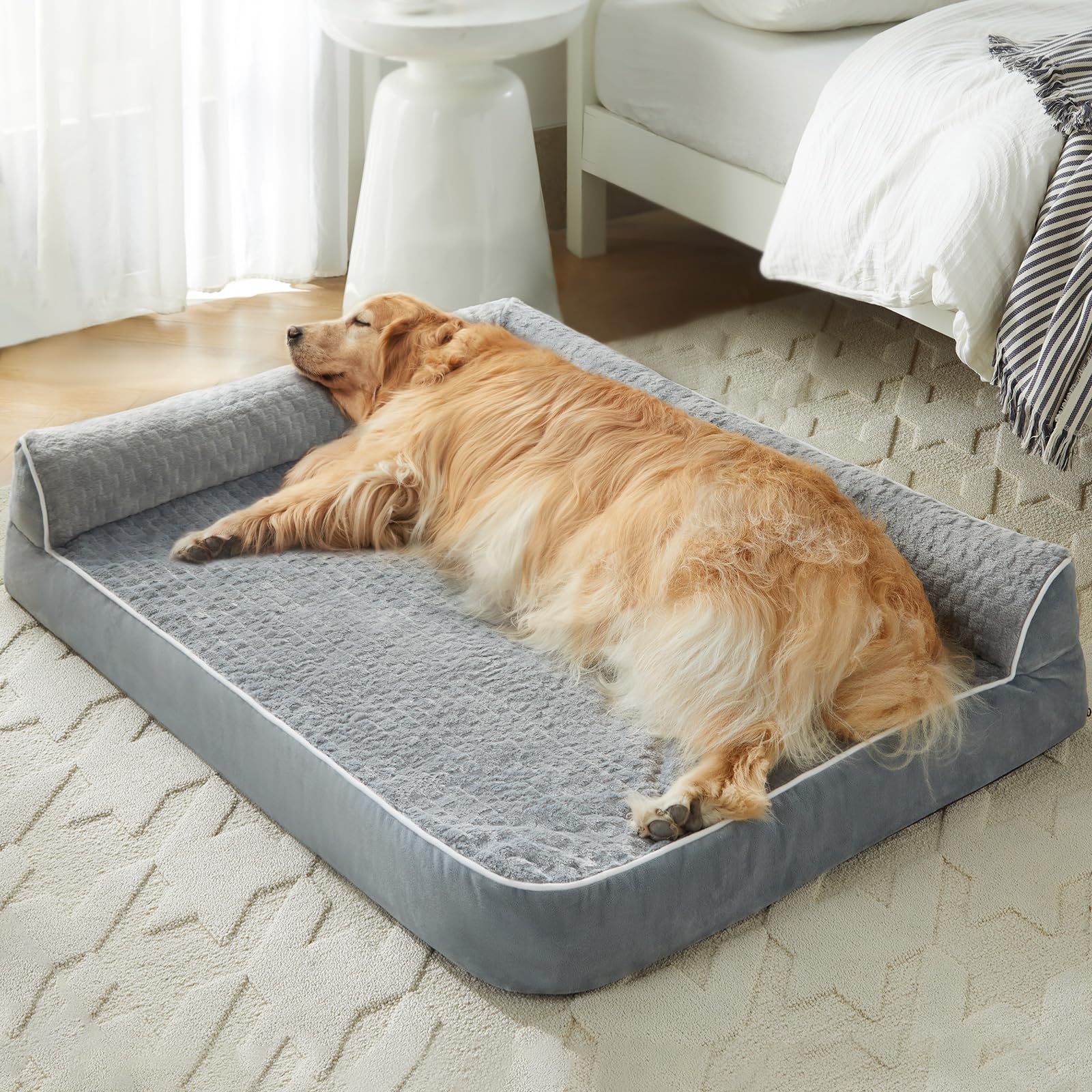 LNSSFFER Dog Beds Large Sized Dog, Orthopedic Dog Beds for Large Dogs with Waterproof Lining and Nonskid Bottom, Washable Dog Sofa Bed with Removable Cover.