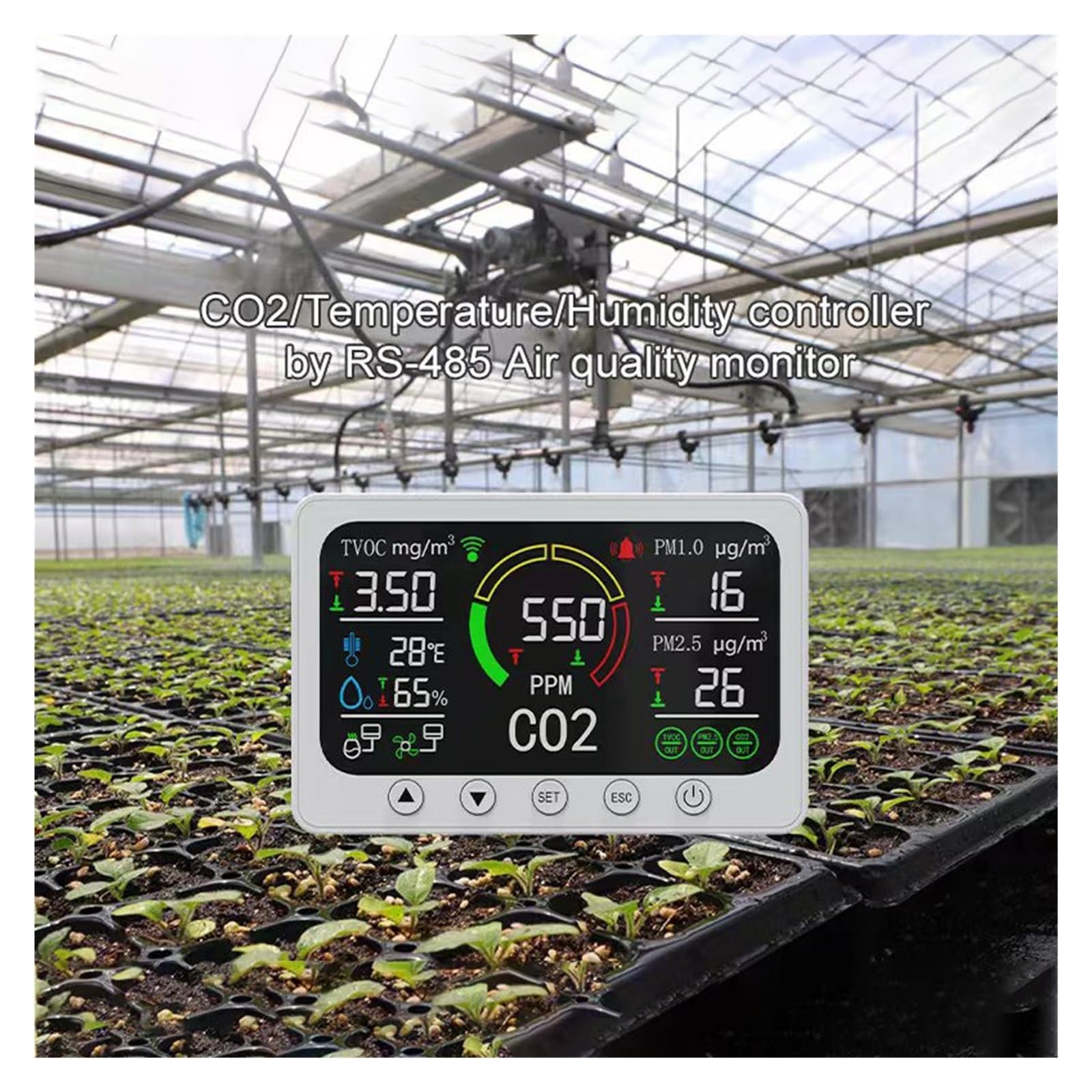 monitor co2, Przenośne detektory cząstek stałych PM2.5 Licznik Monitor jakości powietrza Miernik CO2 w pomieszczeniach do domu, biura, samochodu