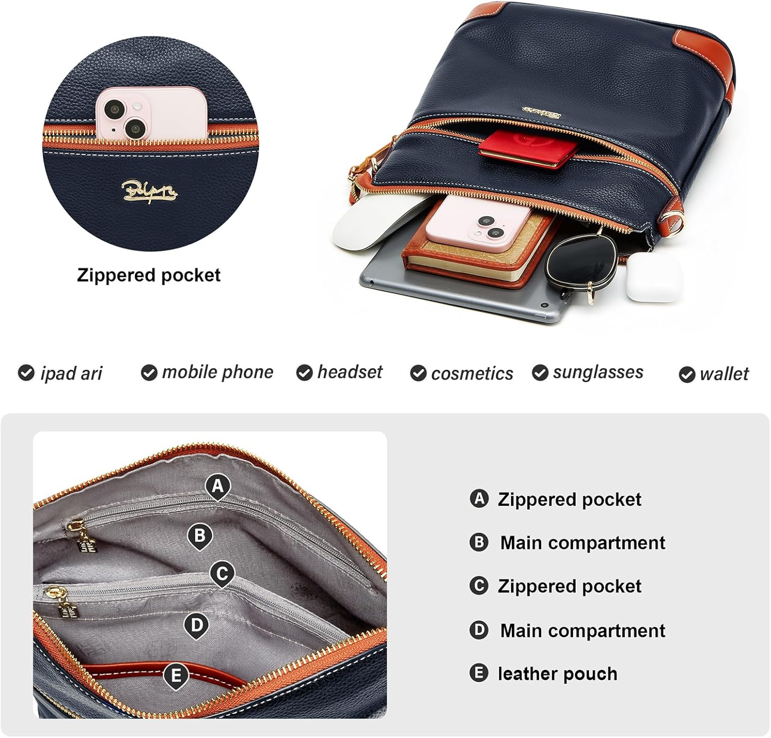 BOYATU Leather Crossbody Bag for Women: Designer Shoulder Purse for Travel - Trendy Genuine Leather Handbag for Everyday - Image 4