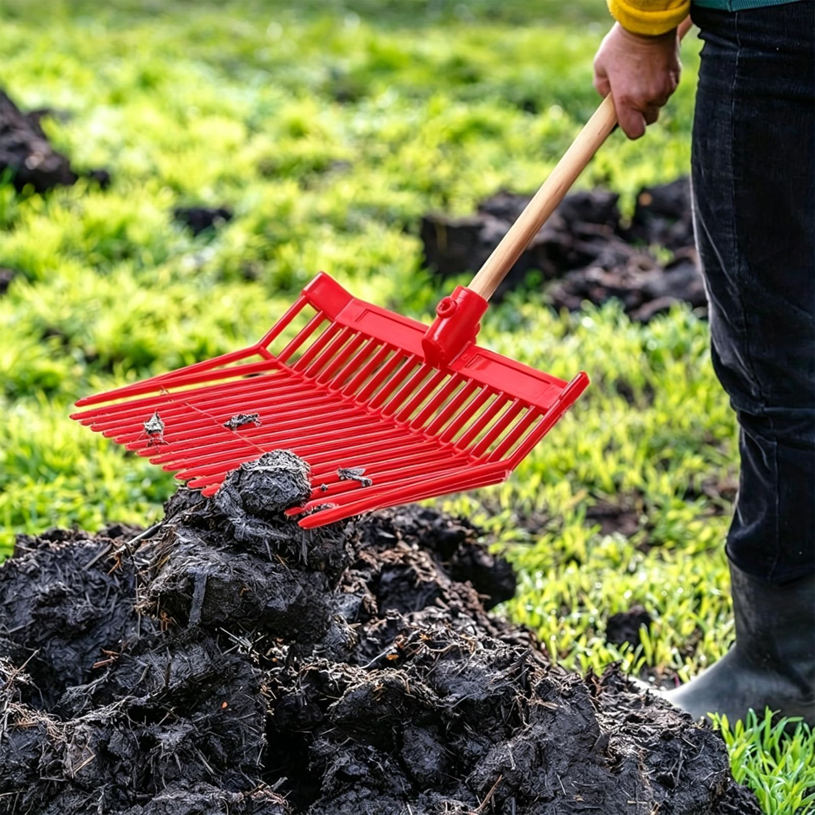 18 denti angolati fieni piazzole forcella costruzione forte plastica letame cavallo rastrelli per letame per cavalli a lungo termine plastica durevole rastrelli per letame cavallo