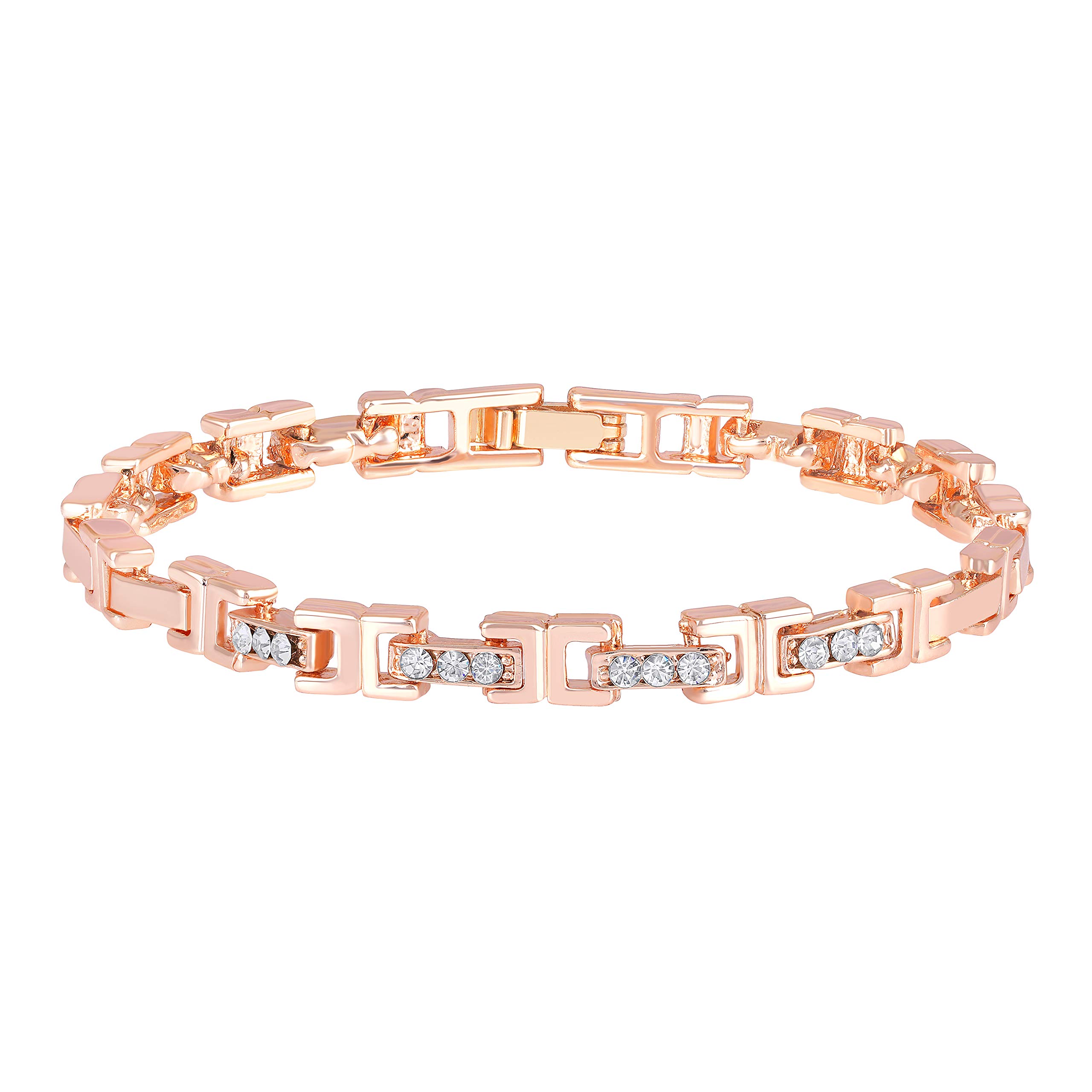 Mahi Rose Gold Plated Ultimate Bracelet with White Crystals for Women (BR1100458Z) (B09264XJ3F) Amazon Price History, Amazon Price Tracker