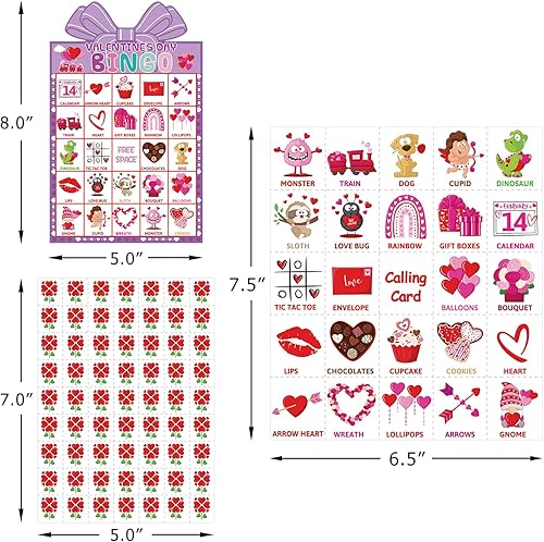 Miniatura 2 de FANCY LAND Juego de bingo del día de San Valentín para niños 24 jugadores troquelados recuerdo de fiesta