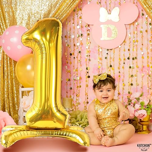 Miniatura 2 de KatchOn, Globos dorados del número 1  enormes 40 pulgadas  Globo Wild One para primer cumpleaños  Globo número 1, globo dorado uno, decoraciones de