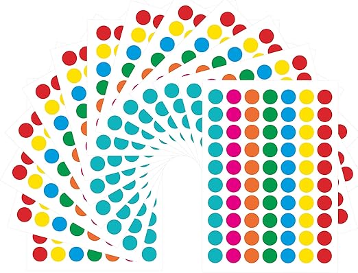 PARLAIM 2800 PCS 3/4 Inch Round 7 Color Dots Colored Labels Stickers, Color Coded Stickers Color-Coding Labels Label Circle Stickers for Classroom, Office
