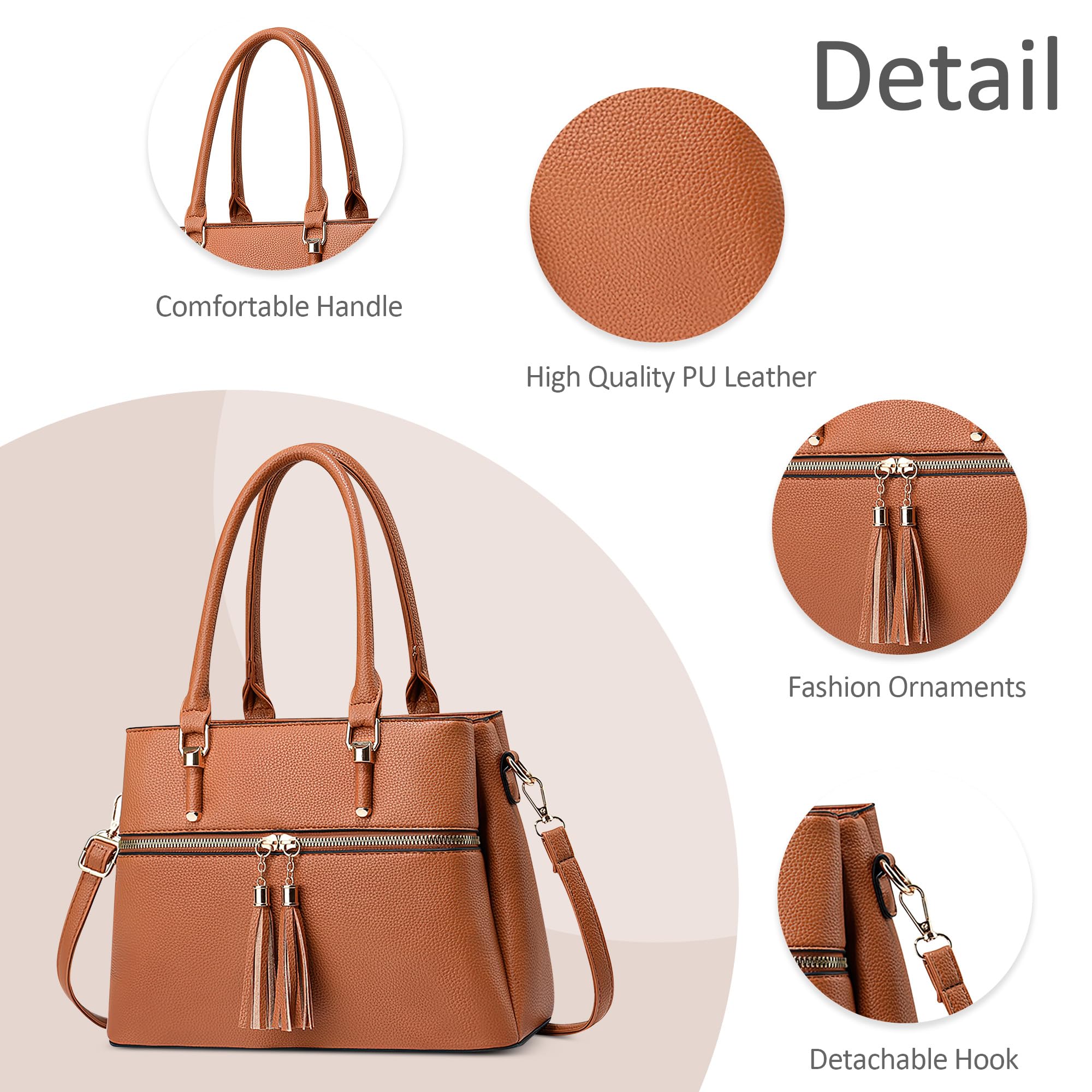 Moda Donna Borsa a Mano Medie PU Pelle Satchel Tote Borse con Manico Multitasca Borsa a Tracolla per Viaggio Shopping Lavoro Vacanza Casuale Donna Borse Messenger Arancia