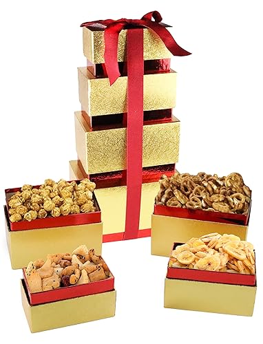 Miniatura 8 de Caja de torre de regalos, mini pretzel, palomitas de maíz con caramelo de mantequilla, chips de plátano, galletas de arroz oriental, gran regalo,