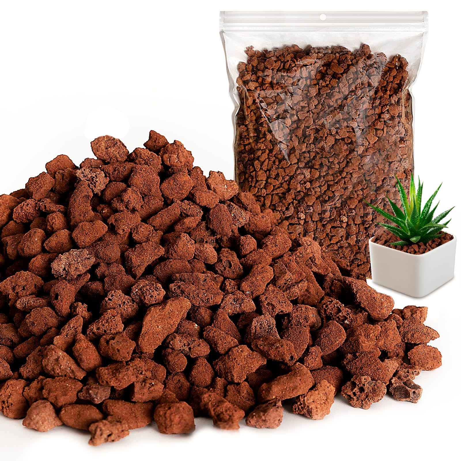 Red Lava Rock 10LB for Plants Garden Landscaping Decoration Aquarium Volcanic Horticultural Bonsai Terrarium Fish Tank Decorative Stone, Size from 0.25 to 0.35 Inches