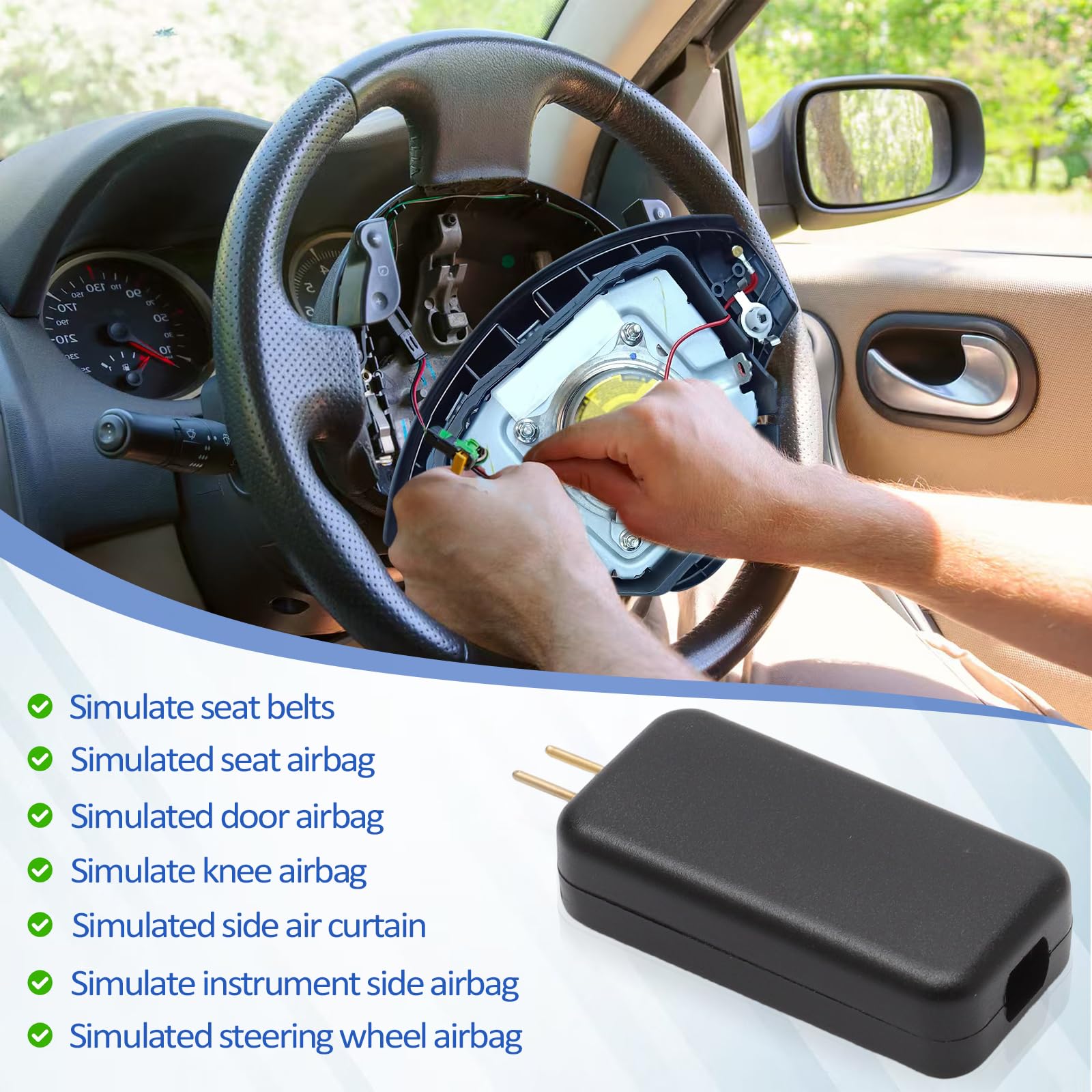 VOSSOT 6 Pezzi Airbag Simulator Universale Emulatore Airbag Auto per Test e Sostituzione, Strumento Diagnostico Auto Kit Riparazione Car Repair Tool, Simulatore di Airbag di Rilevamento