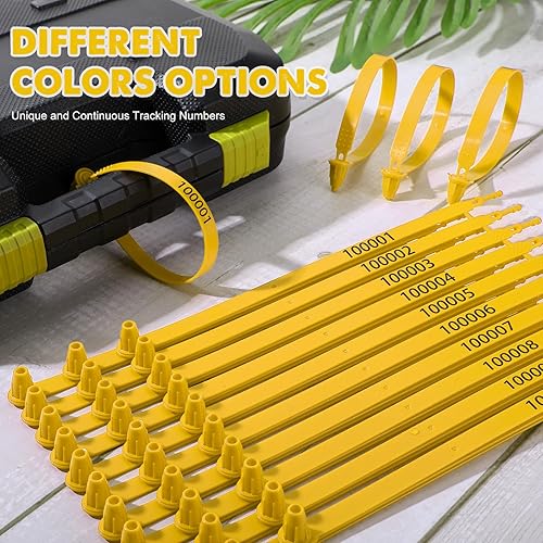 Miniatura 7 de Roowest 1000 sellos de plástico para puerta de remolque de camión, etiquetas de seguridad a prueba de manipulaciones, cerraduras desechables de