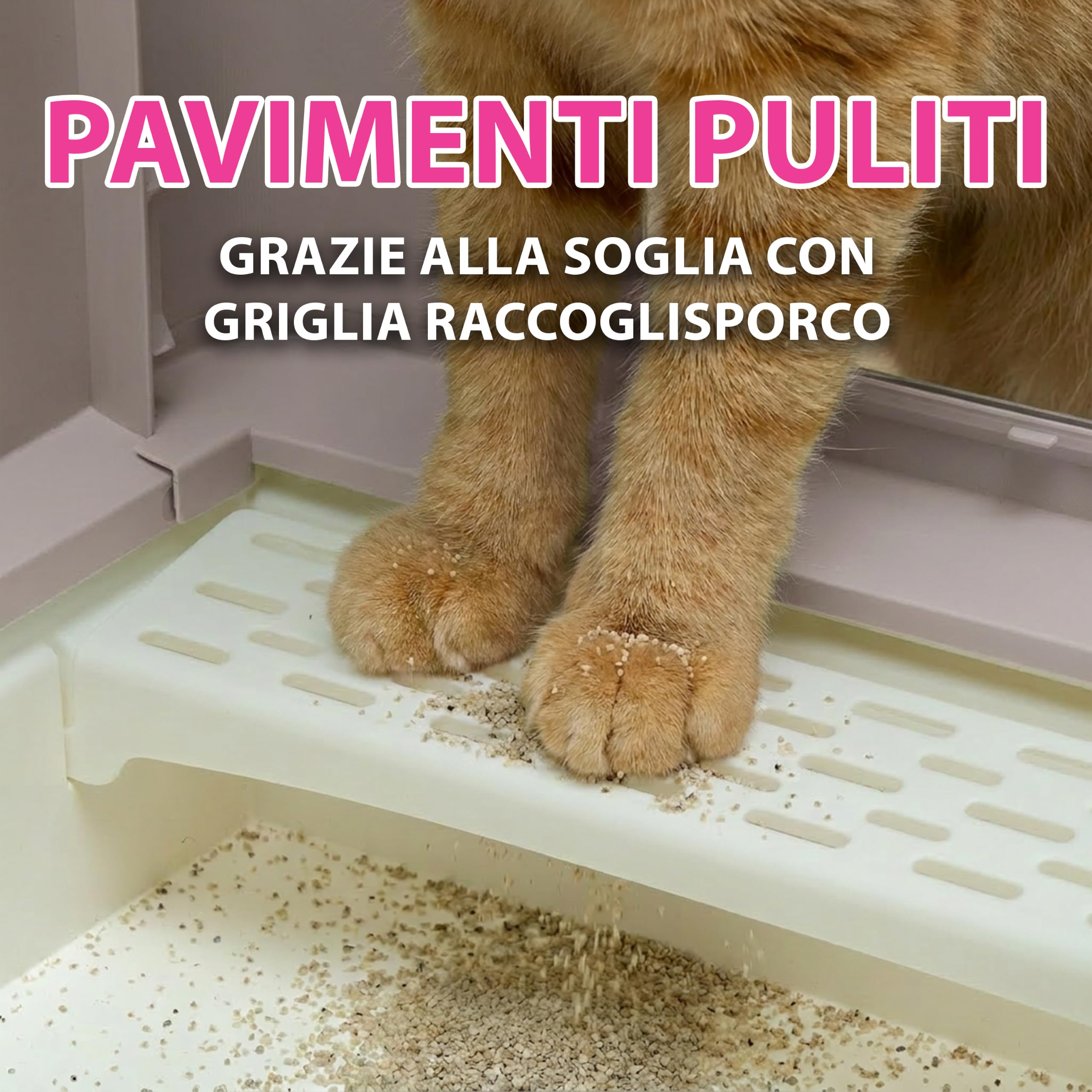 Ferplast Lettiera Gatto Chiusa Antiodore Antisporco Facile da Pulire, Rosa | 2 Filtri al carbone attivo che eliminano gli odori, griglia raccogli lettiera anti-perdite, paletta e spazzolina inclusi