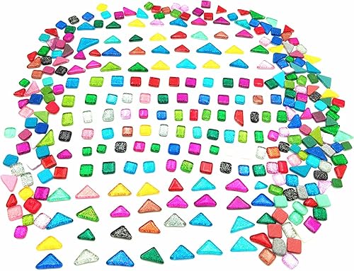 Miniatura 3 de Azulejos de mosaico de vidrio brillante con purpurina irregular al azar de 1.1 libras para manualidades a granel, juego de piezas de mosaico de