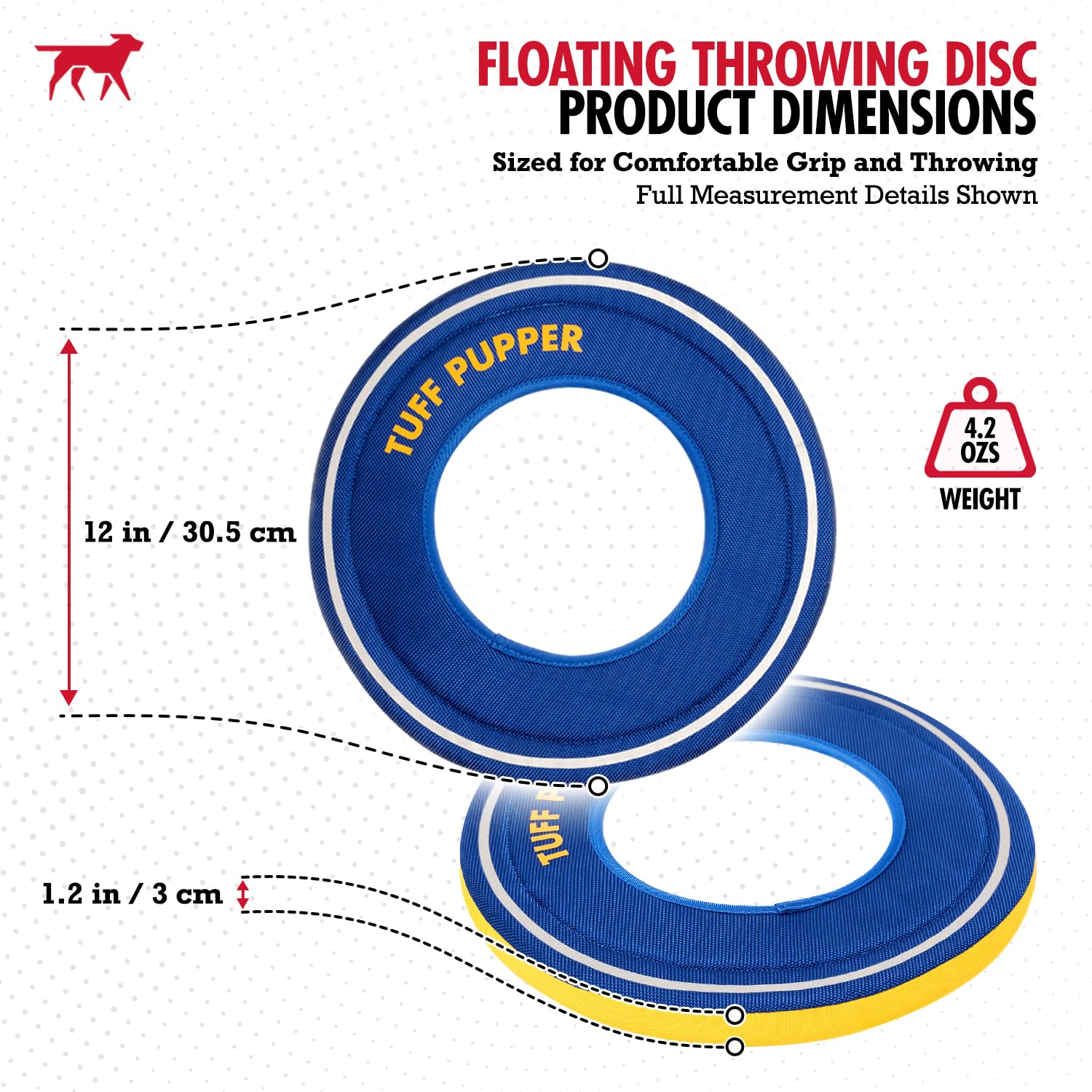Tuff Pupper Frisbee flottant pour chien | À rapporter seulement et non un jouet à mâcher | Disque de rapporter en mousse souple | Jeu d'eau et de neige haute visibilité | Doux pour les dents | Jouet