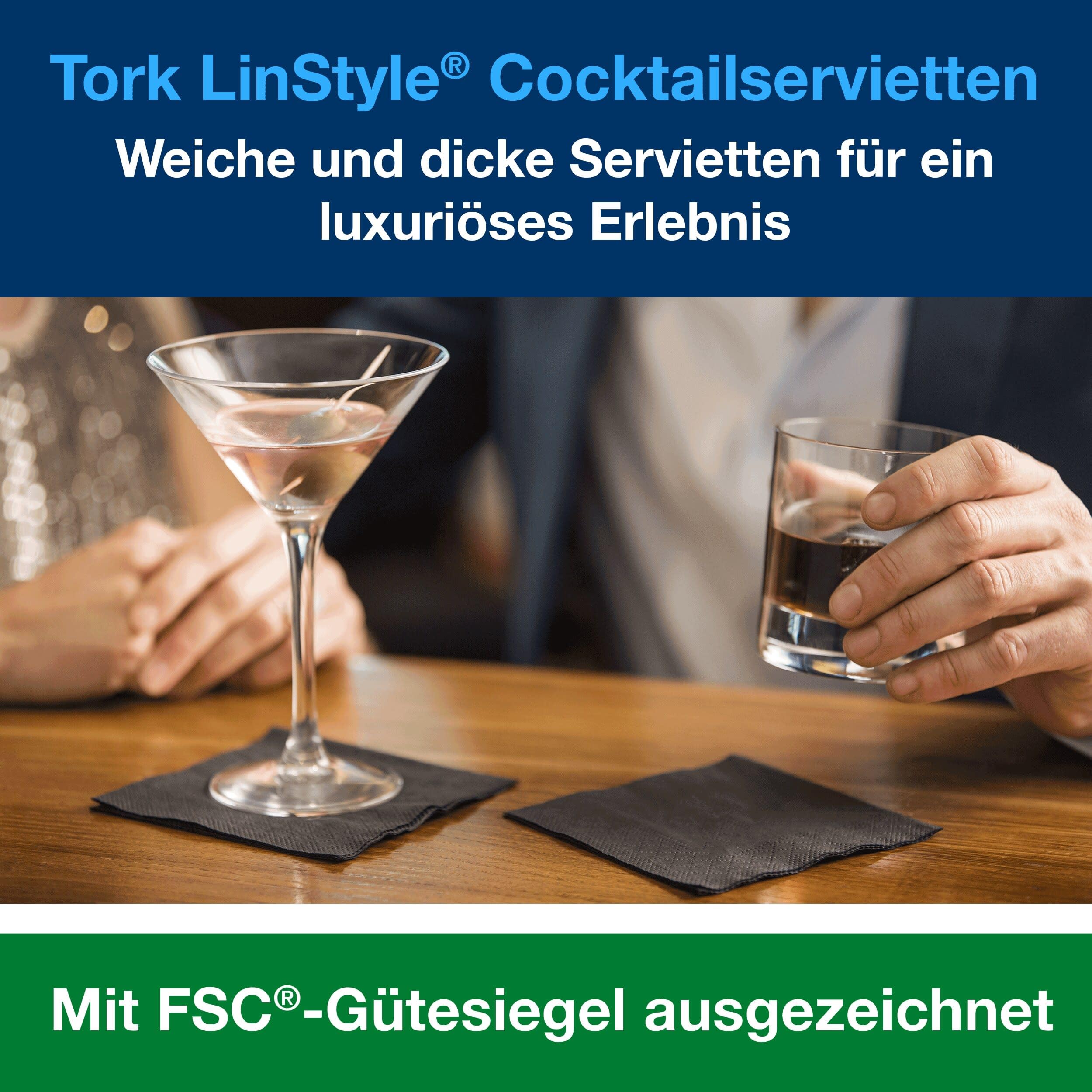 Tork Premium Linstyle Black Cocktail Napkin