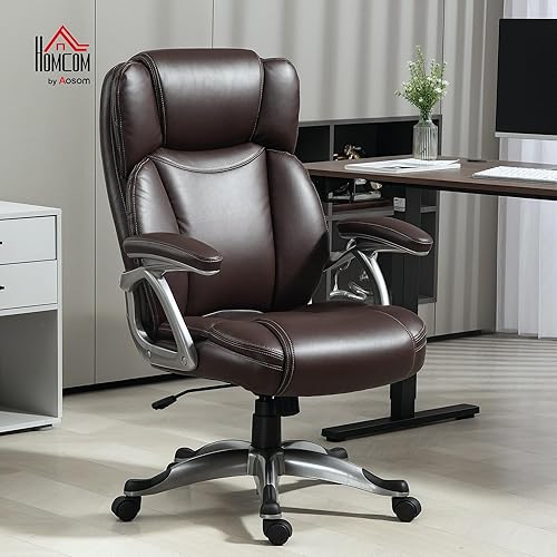 Miniatura 2 de HOMCOM Silla de oficina ejecutiva con función de inclinación, silla de escritorio de cuero PU con respaldo alto, silla giratoria para computadora