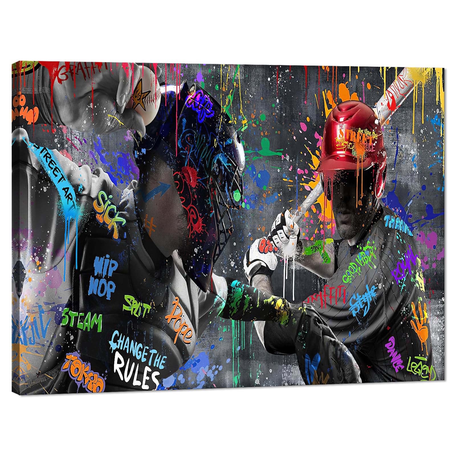 Novatique Graffiti Canvas Wall Art Abstract Baseball Wall Decor Teenager Sport Street Art Pictures Graffiti Posters Artwork Canvas Print for Living