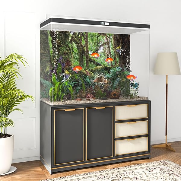 180x61cm Tropischer Wald Terrarium Hintergrund Grün Riesiger Baum Reptil Lebensraum Hintergrund Regenwald Aquarium Hintergrund Vinyl Hintergrund - 3